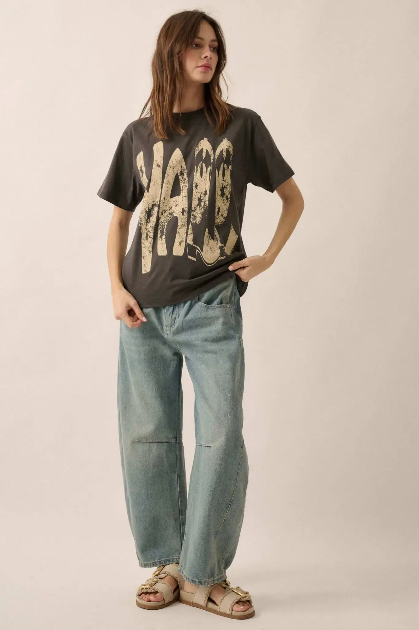 Y'All Cowboy Boots Vintage-Print Graphic Tee sold by Promesa product image thumbnail 4