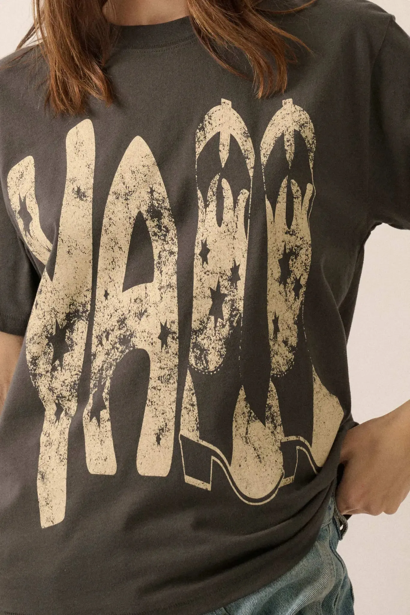 Y'All Cowboy Boots Vintage-Print Graphic Tee sold by Promesa product image thumbnail 2