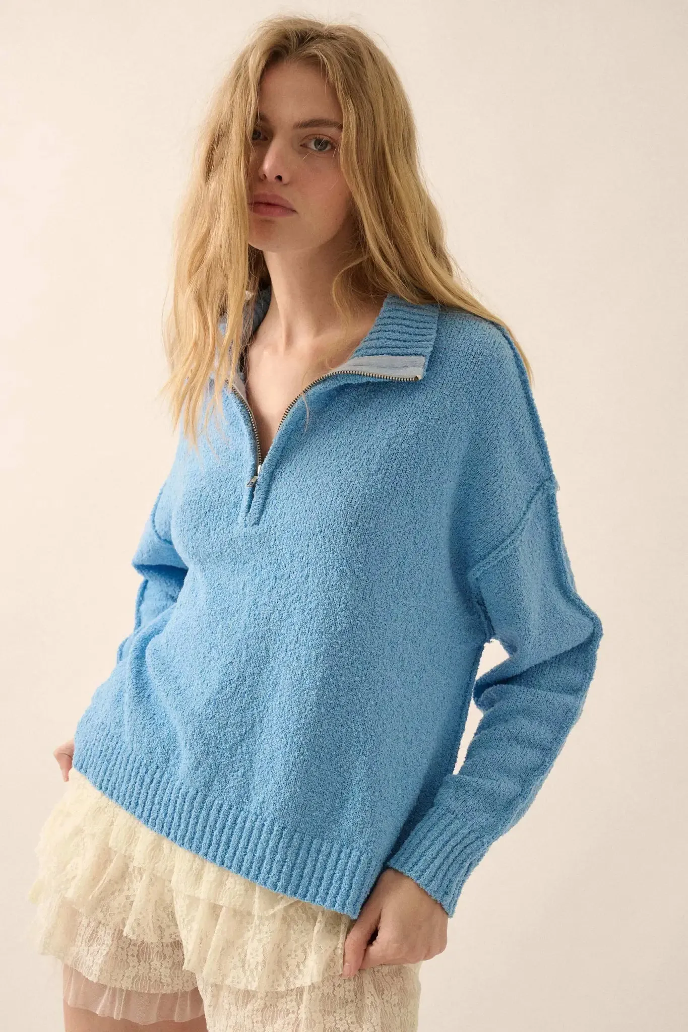 Choose Joy Textured Knit Half-Zip Sweater sold by Promesa product image thumbnail 5