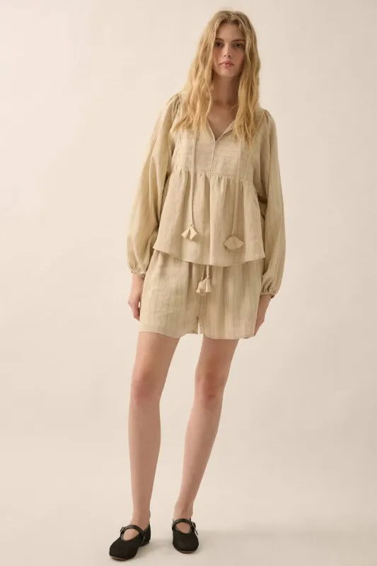 Breezing Through Pinstripe Drawstring Shorts sold by Promesa