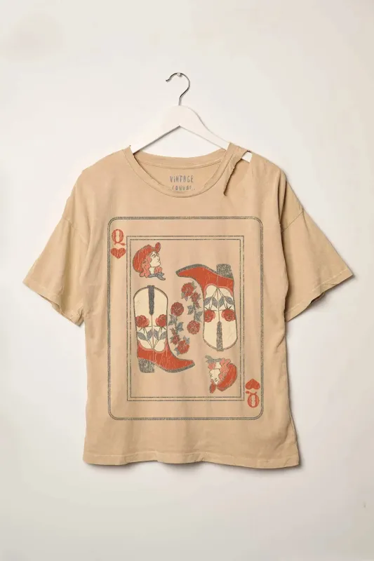 Cowgirl Queen of Hearts Slashed Graphic Tee sold by Promesa