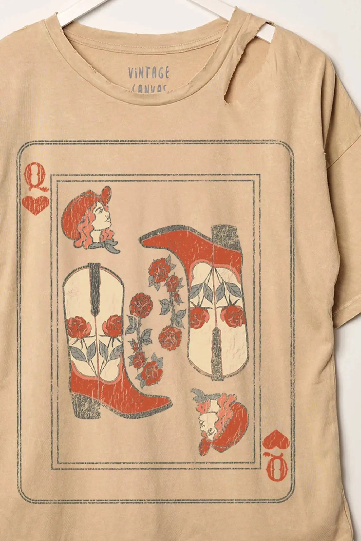 Cowgirl Queen of Hearts Slashed Graphic Tee sold by Promesa product image thumbnail 2