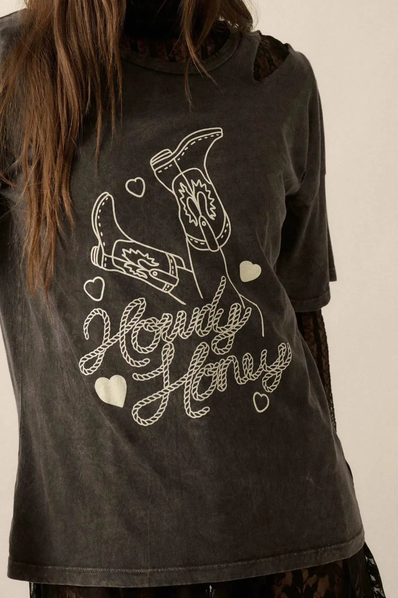 Howdy Honey Slashed Western Graphic Tee sold by Promesa product image thumbnail 4