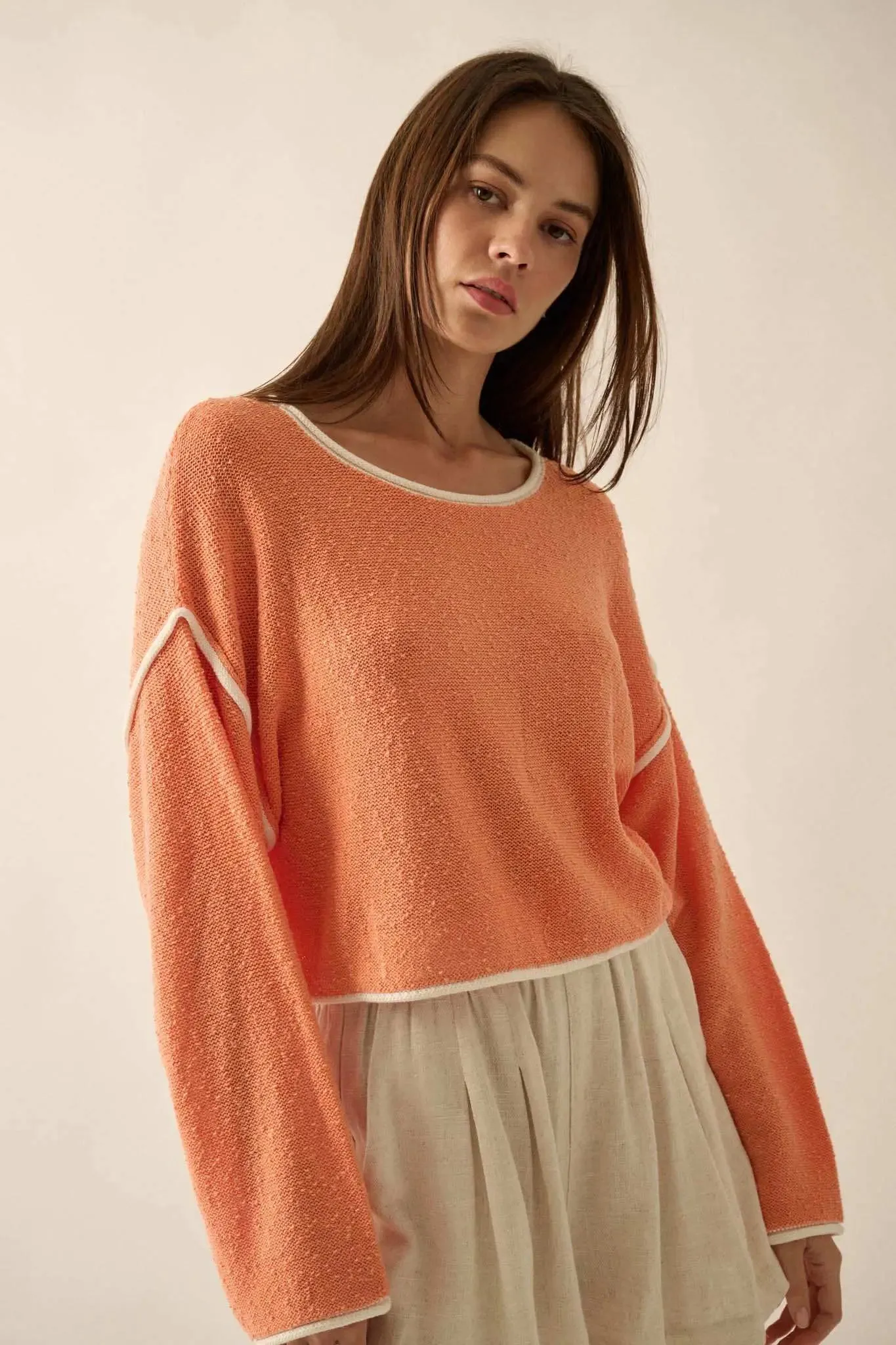 Cuddle Party Cropped Exposed-Seam Sweater sold by Promesa product image thumbnail 2