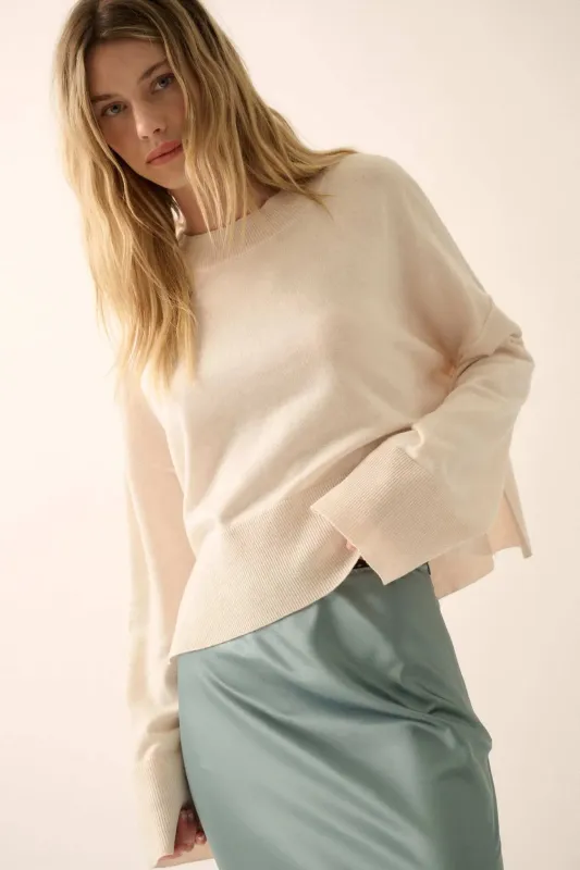 Feels Like Home Solid Knit Drop-Shoulder Sweater sold by Promesa