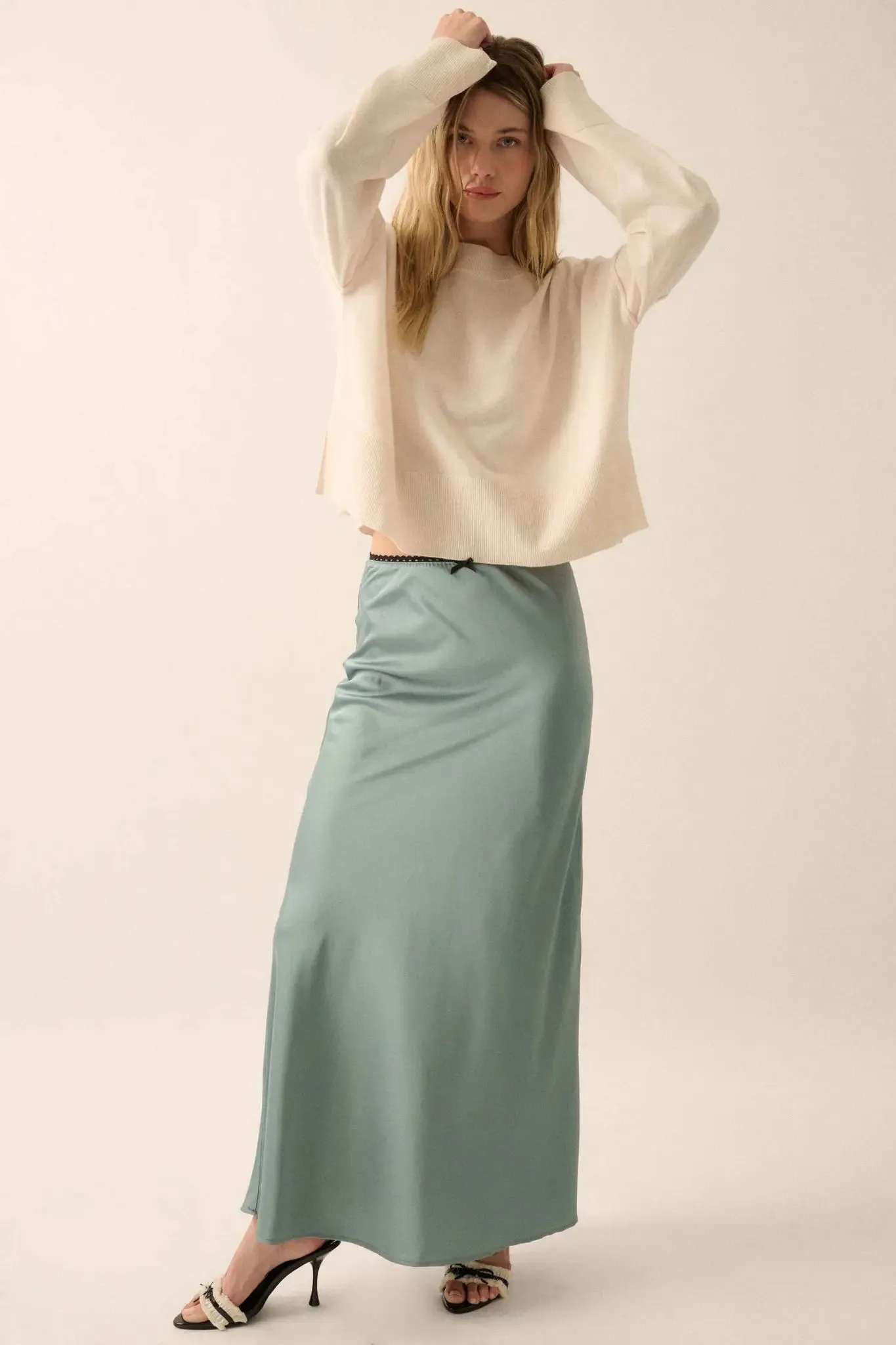 Silken Dreams Bias-Cut Satin Maxi Skirt sold by Promesa product image thumbnail 4