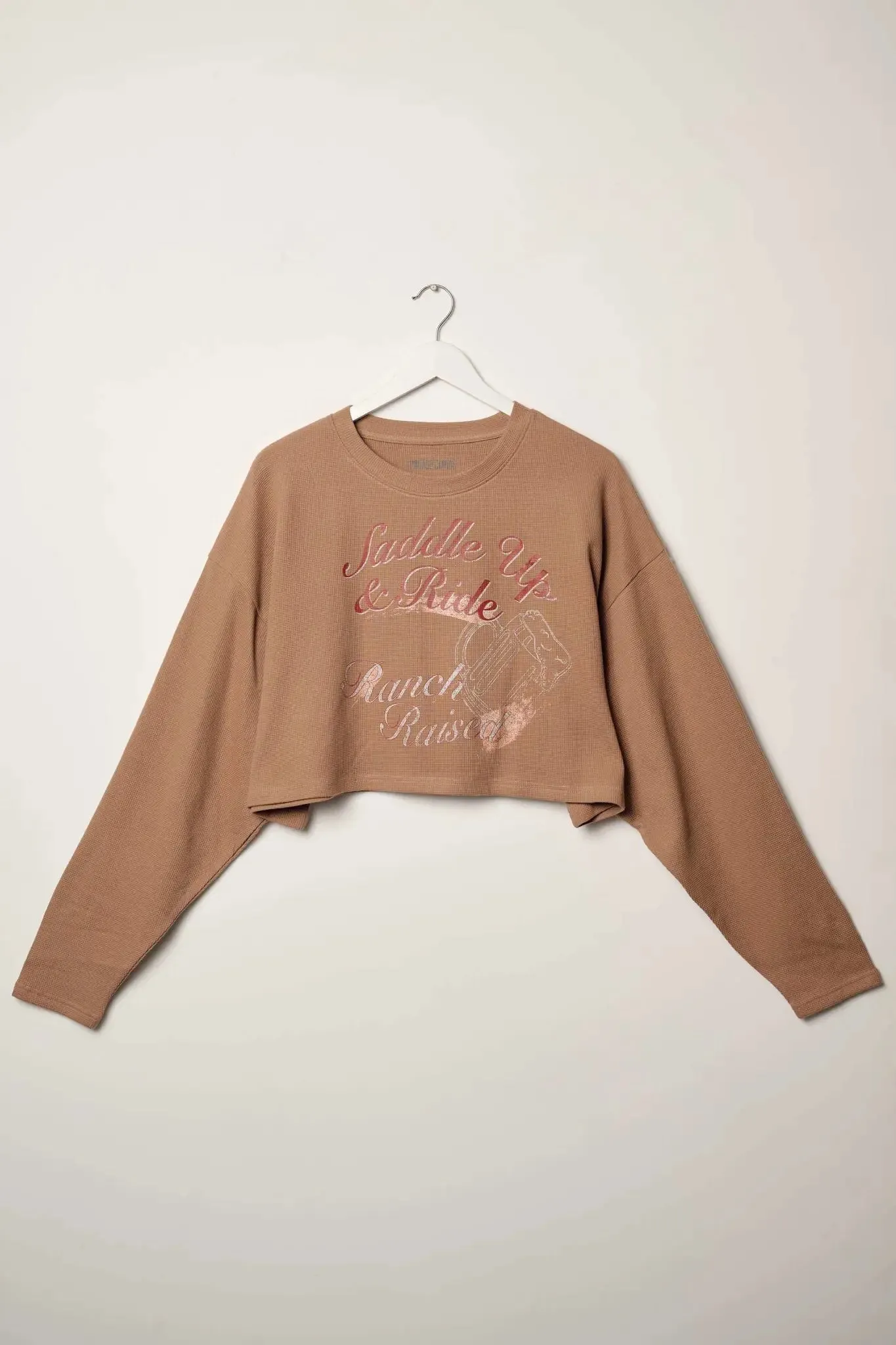 Saddle Up & Ride Cropped Thermal Graphic Top sold by Promesa
