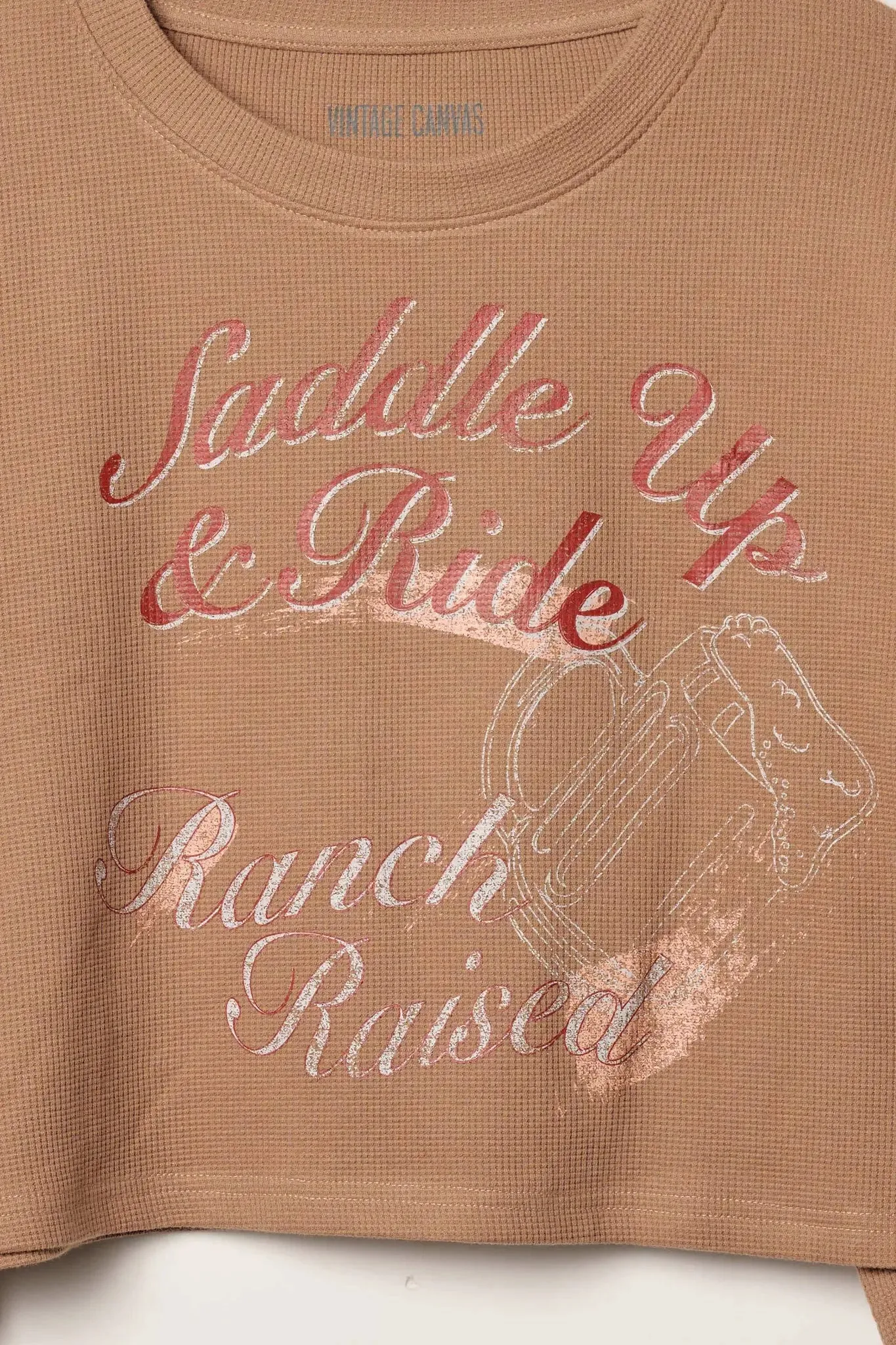 Saddle Up & Ride Cropped Thermal Graphic Top sold by Promesa product image thumbnail 2