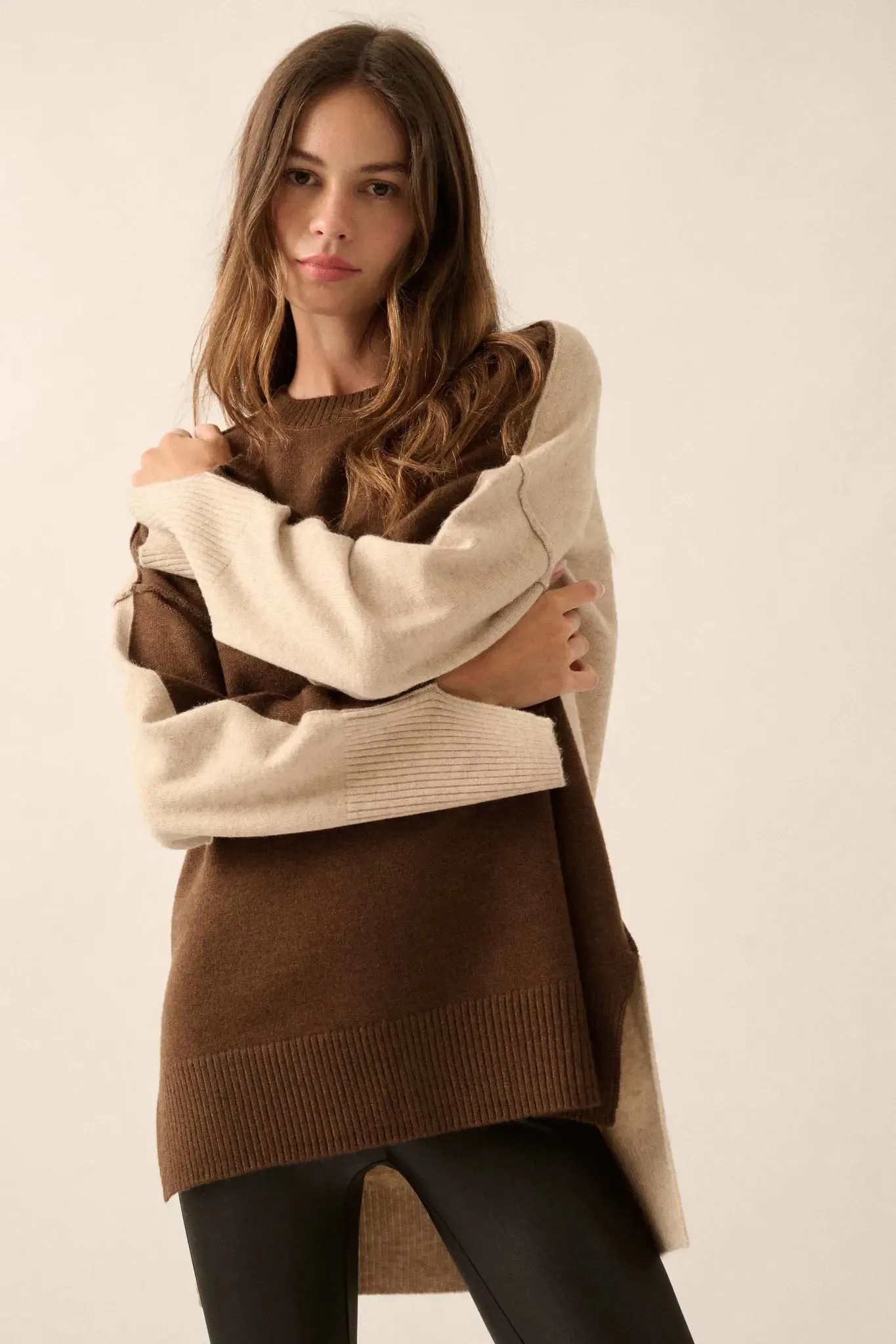 Split Decision Colorblock Knit High-Low Sweater sold by Promesa product image thumbnail 3