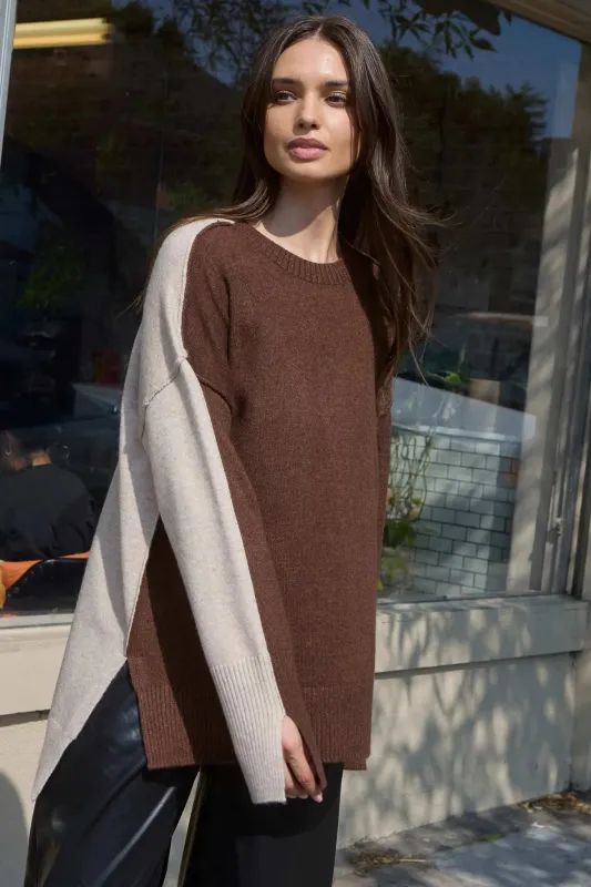 Split Decision Colorblock Knit High-Low Sweater sold by Promesa