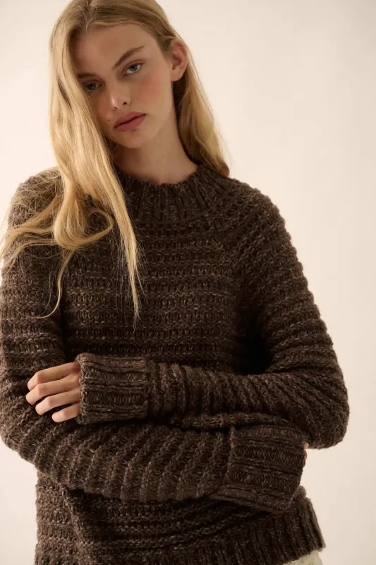 Get Comfy Chunky Horizontal Rib-Knit Sweater sold by Promesa