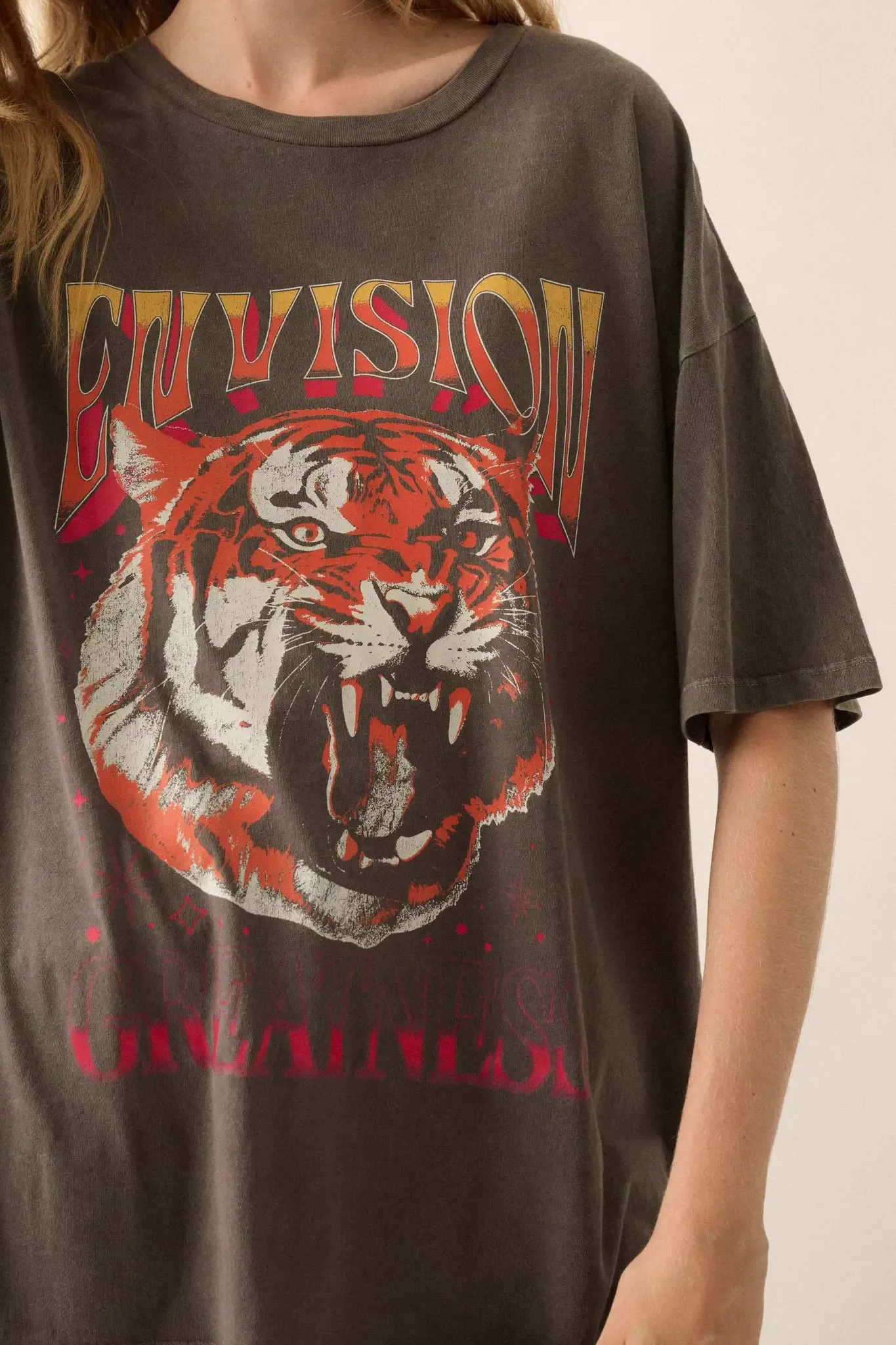 Envision Greatness Vintage-Print Tiger Graphic Tee sold by Promesa product image thumbnail 2