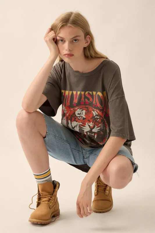 Envision Greatness Vintage-Print Tiger Graphic Tee sold by Promesa