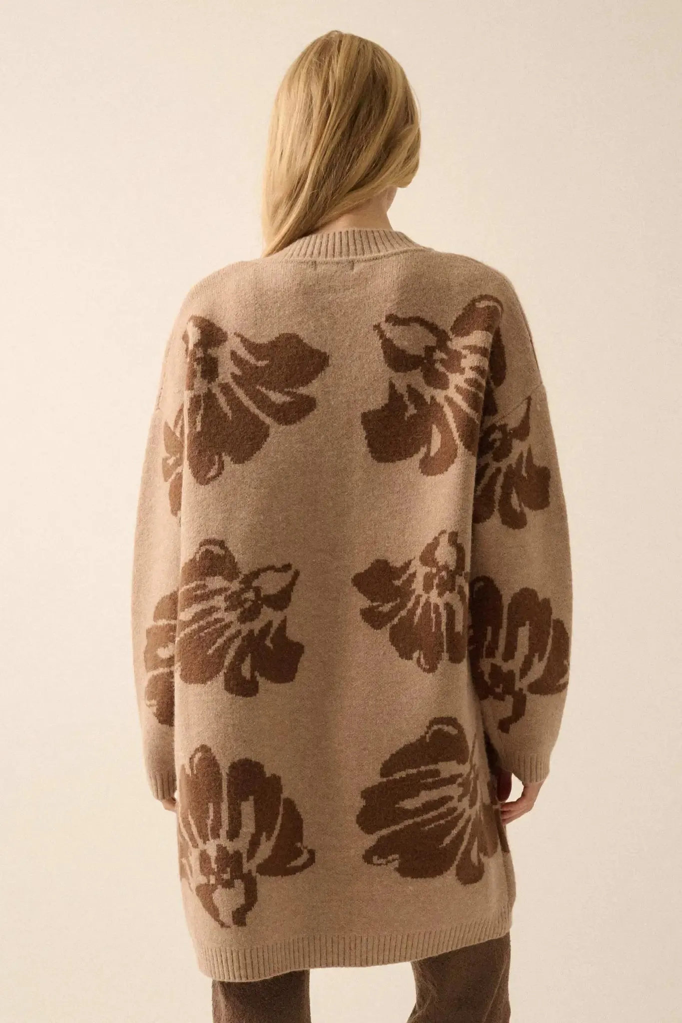 Cozy Blooms Open-Front Floral Jacquard Cardigan sold by Promesa product image thumbnail 2