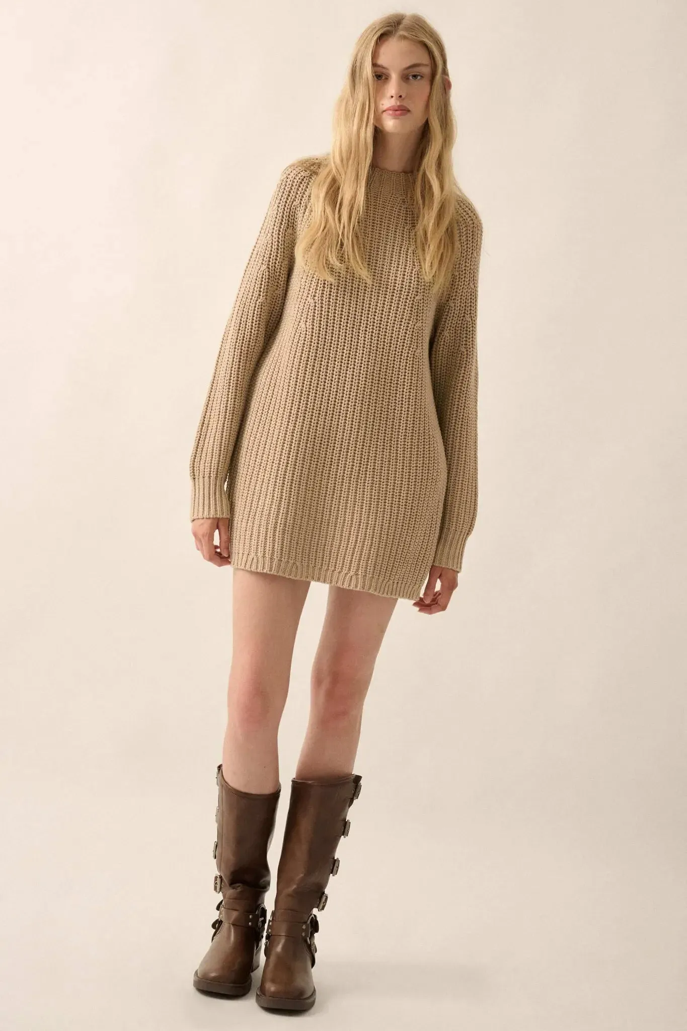 Believe in You Ribbed Knit Mini Sweater Dress sold by Promesa product image thumbnail 3