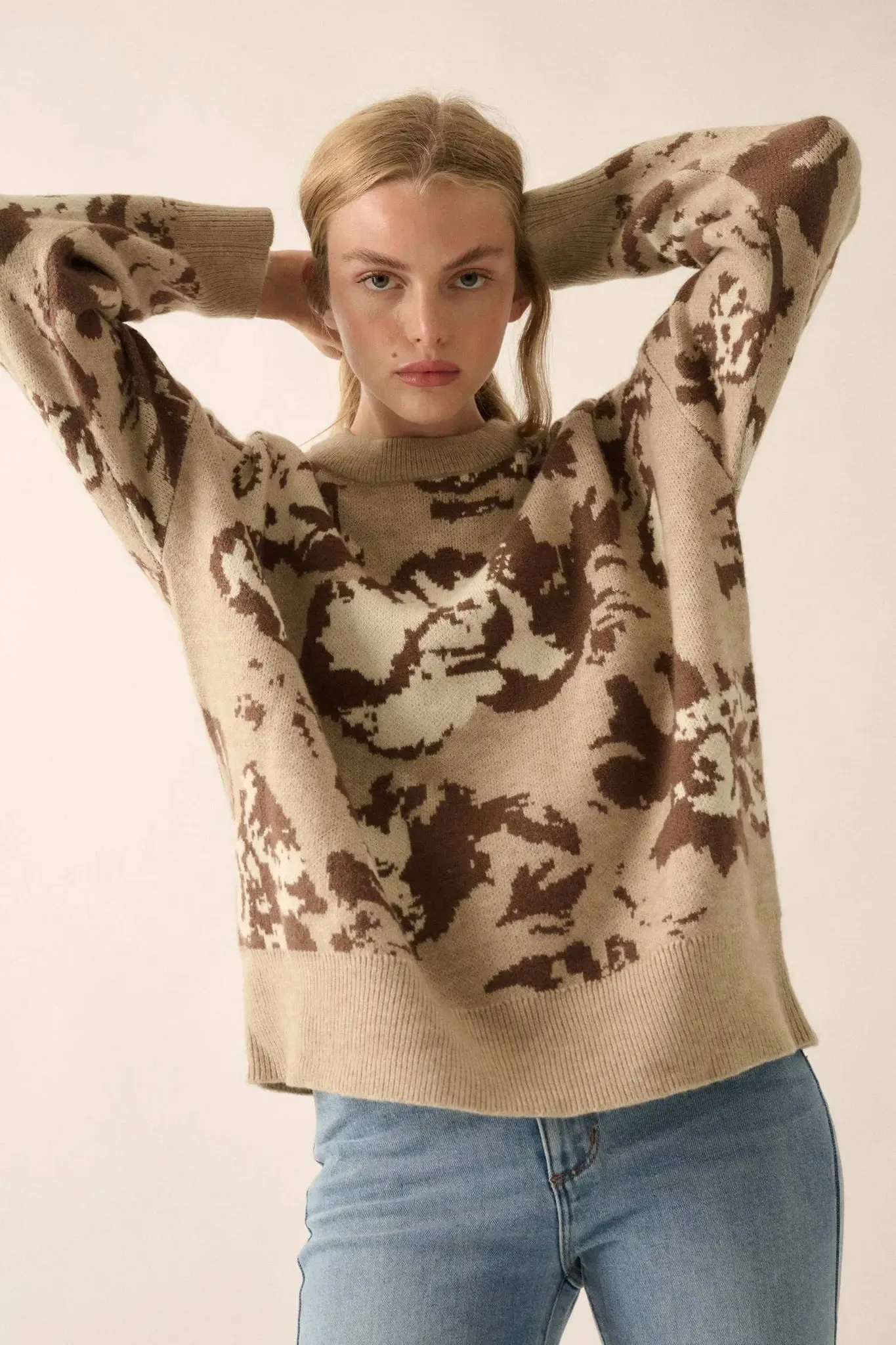 Cuddly Blossoms Oversize Floral Jacquard Sweater sold by Promesa product image thumbnail 3