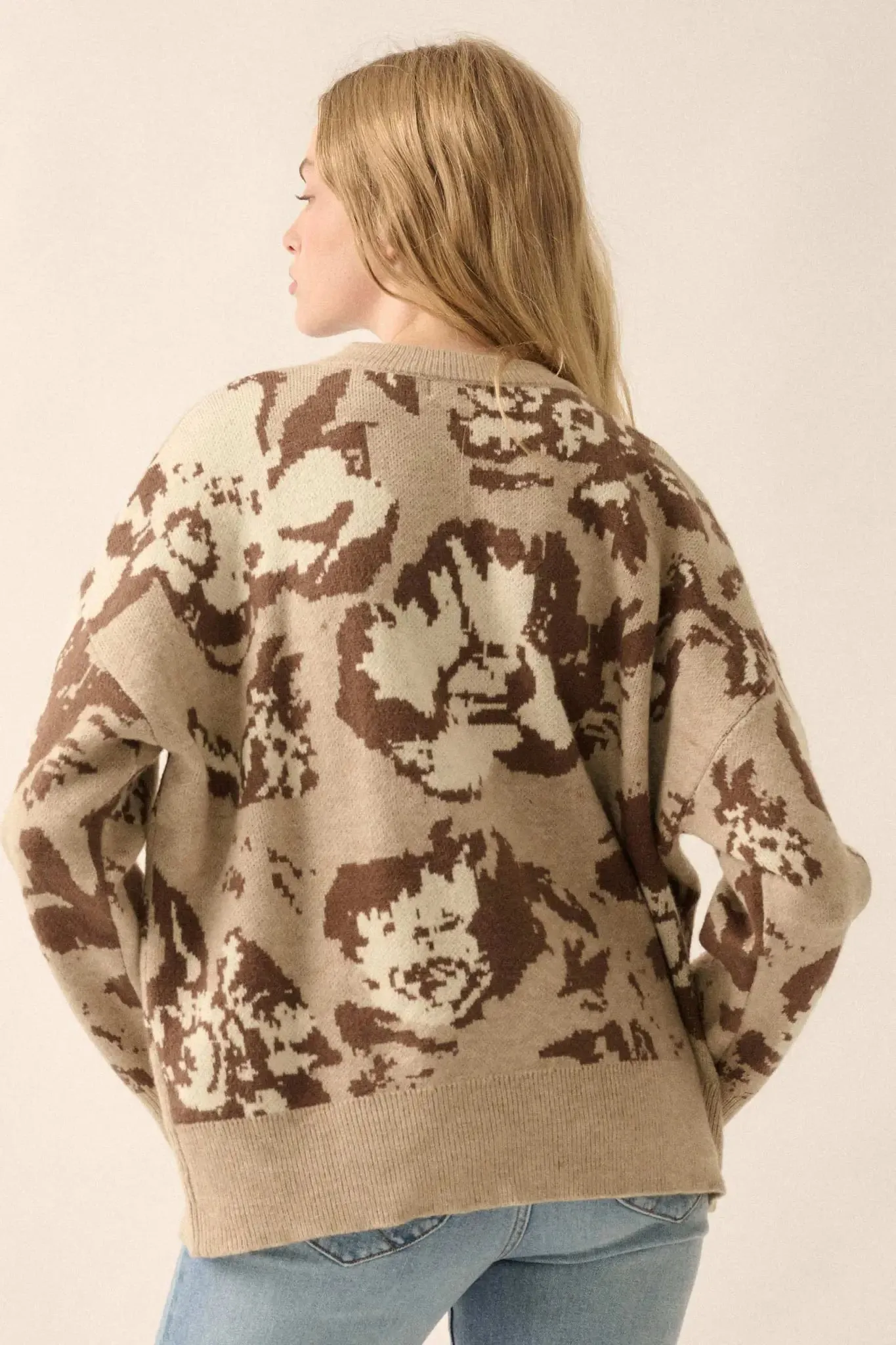 Cuddly Blossoms Oversize Floral Jacquard Sweater sold by Promesa product image thumbnail 2