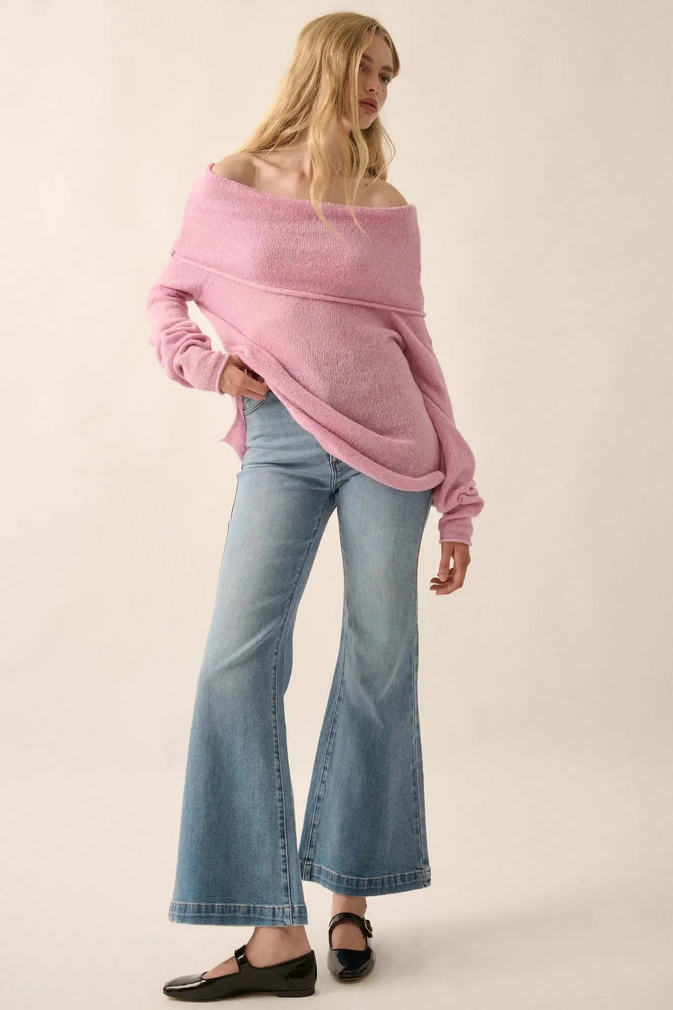 Enjoy the Moment Off-Shoulder Foldover Sweater sold by Promesa product image thumbnail 3