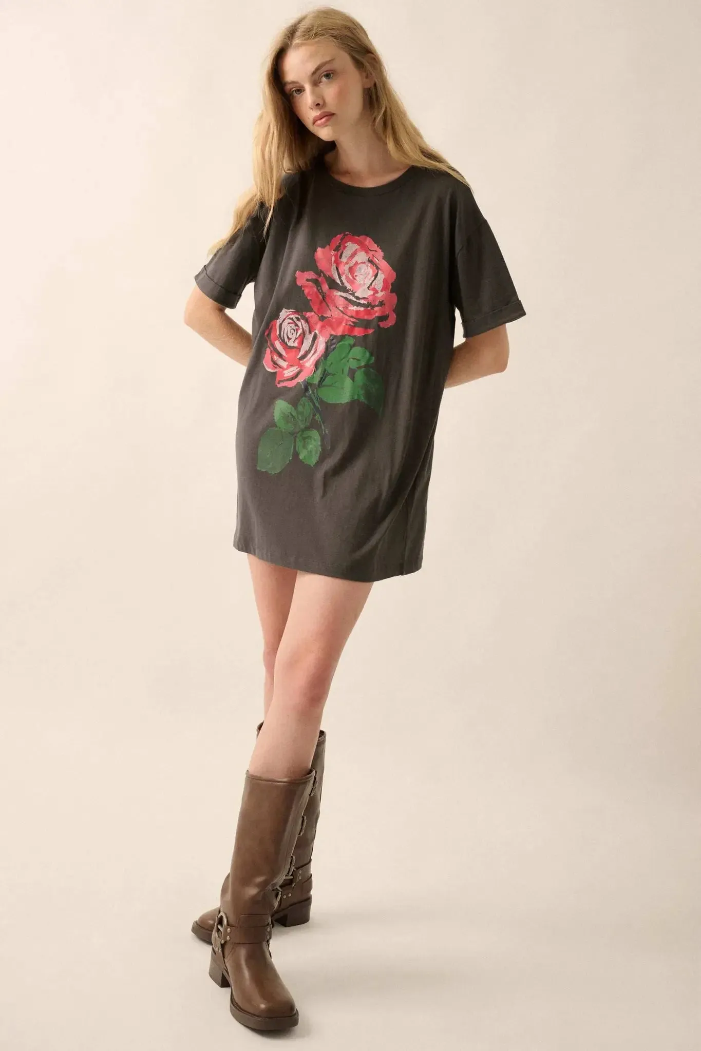 Still a Rose Oversize Vintage-Print Graphic Tee sold by Promesa product image thumbnail 4
