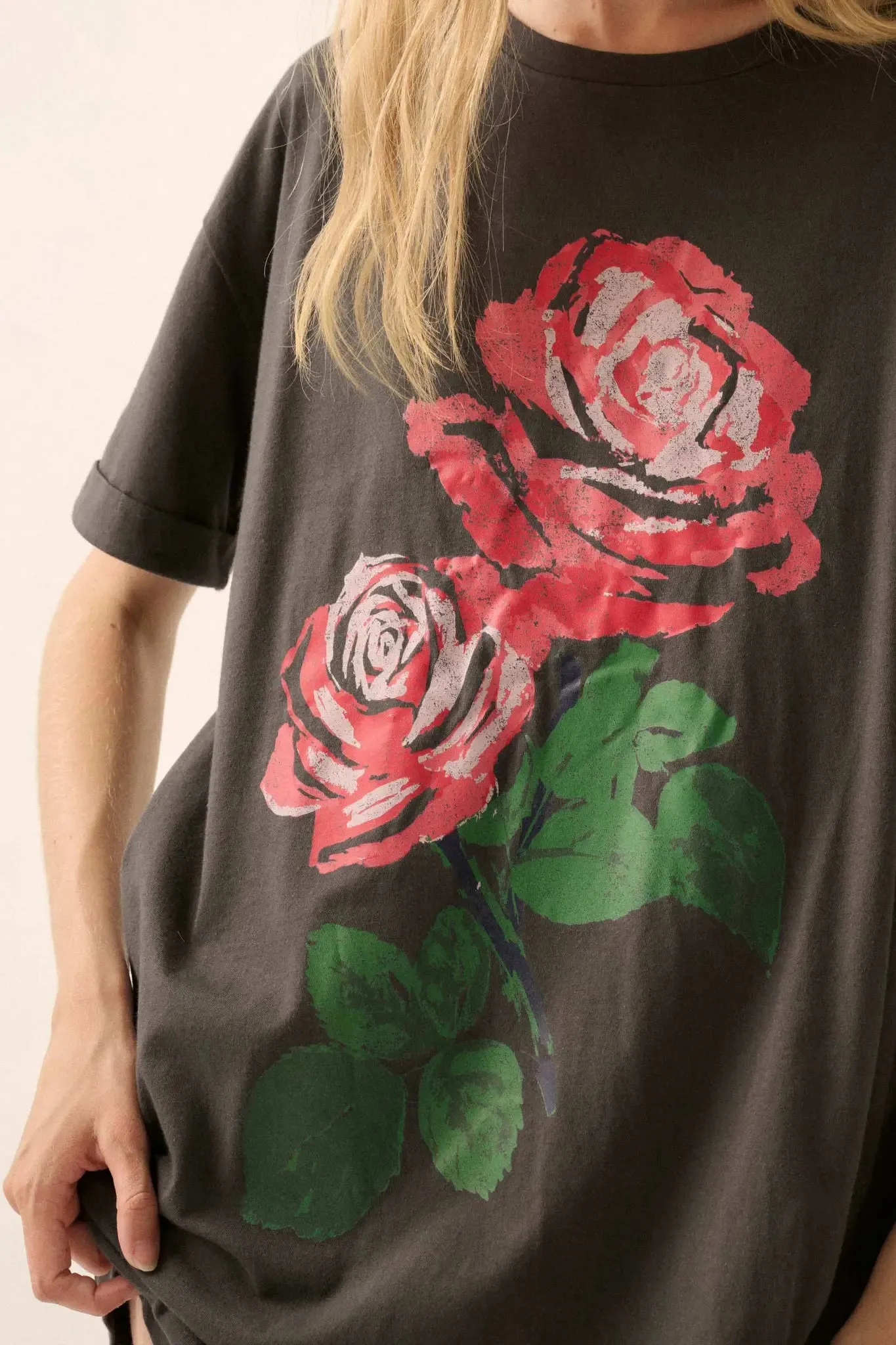 Still a Rose Oversize Vintage-Print Graphic Tee sold by Promesa product image thumbnail 2