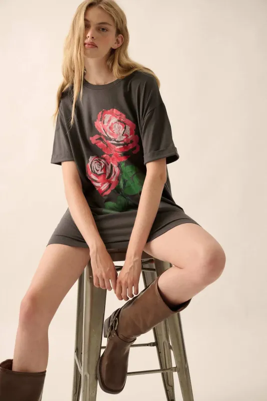 Still a Rose Oversize Vintage-Print Graphic Tee sold by Promesa