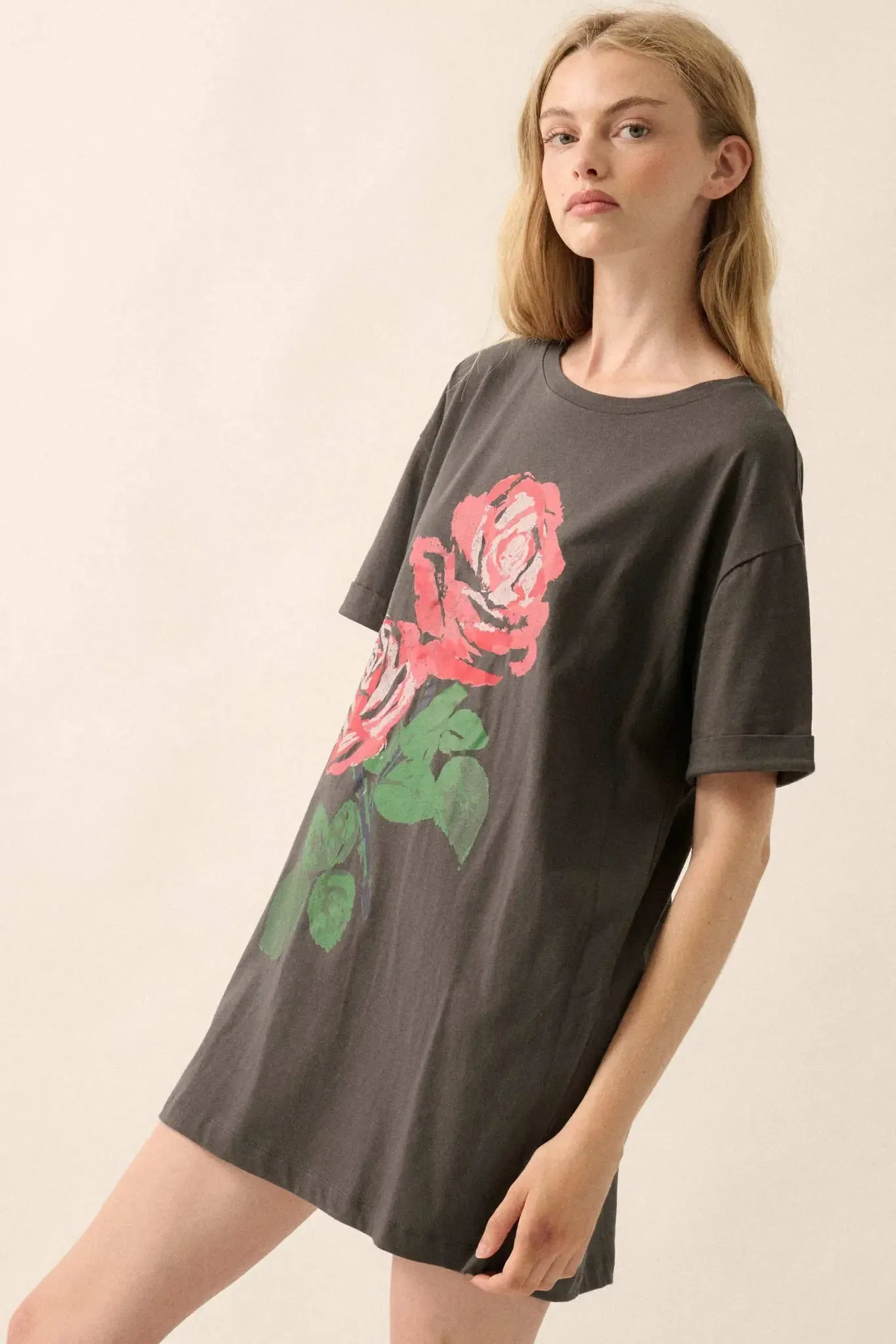 Still a Rose Oversize Vintage-Print Graphic Tee sold by Promesa product image thumbnail 5