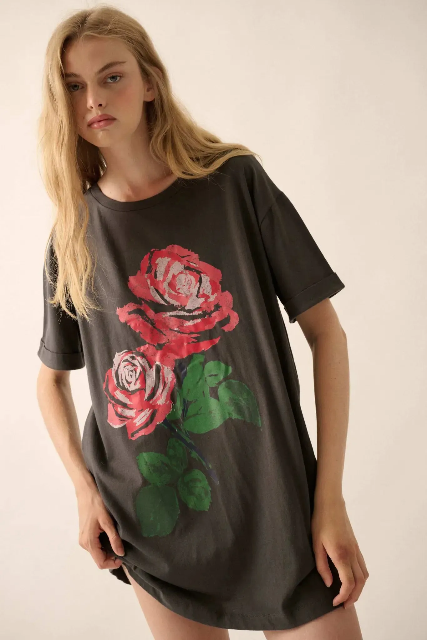 Still a Rose Oversize Vintage-Print Graphic Tee sold by Promesa product image thumbnail 3