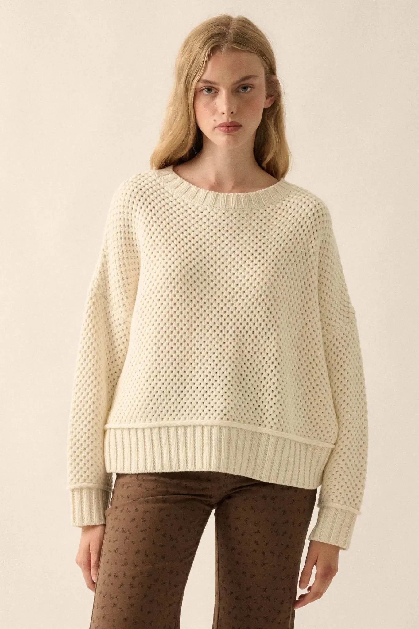 Basically Perfect Chunky Crochet-Knit Sweater sold by Promesa product image thumbnail 5