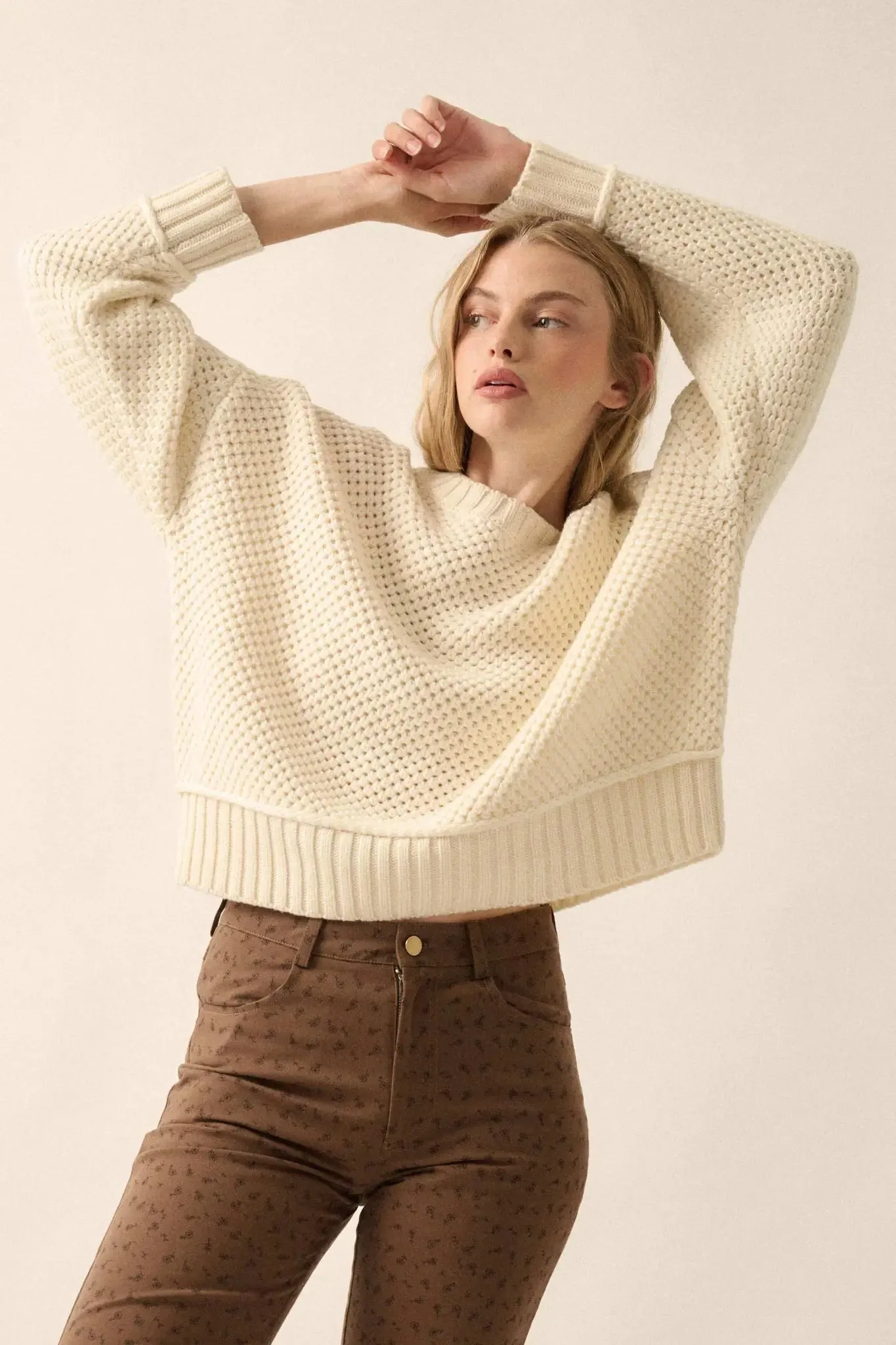 Basically Perfect Chunky Crochet-Knit Sweater sold by Promesa product image thumbnail 4