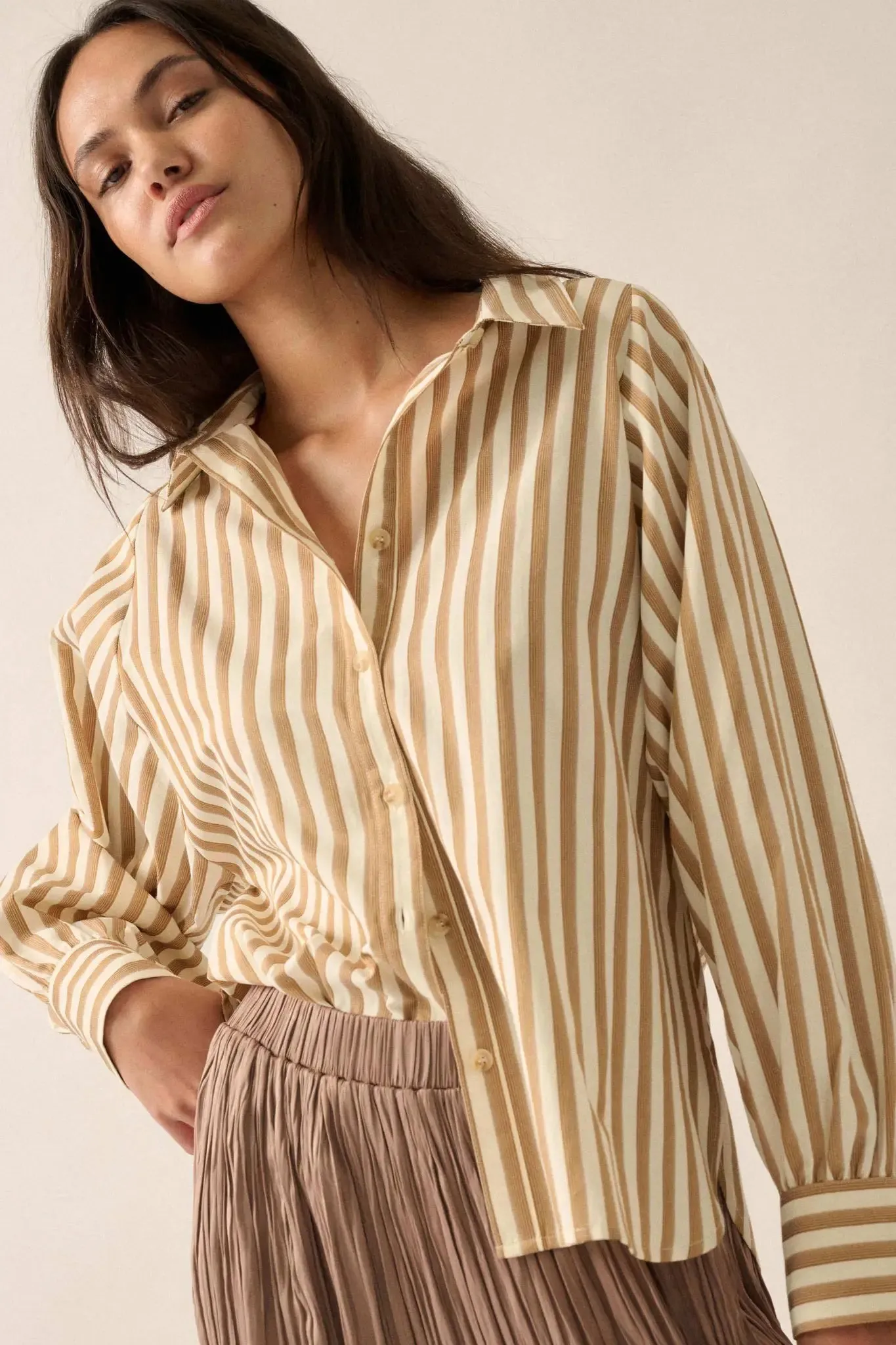 Vertical Ambition Striped Button-Up Shirt sold by Promesa