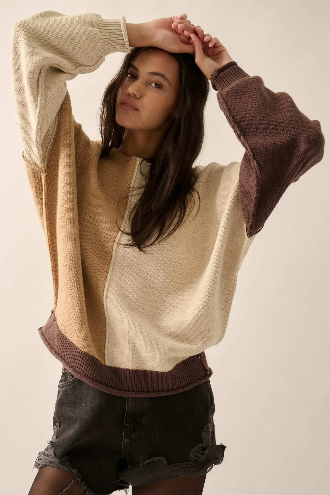 Color Scheme Colorblock Knit Boatneck Sweater sold by Promesa