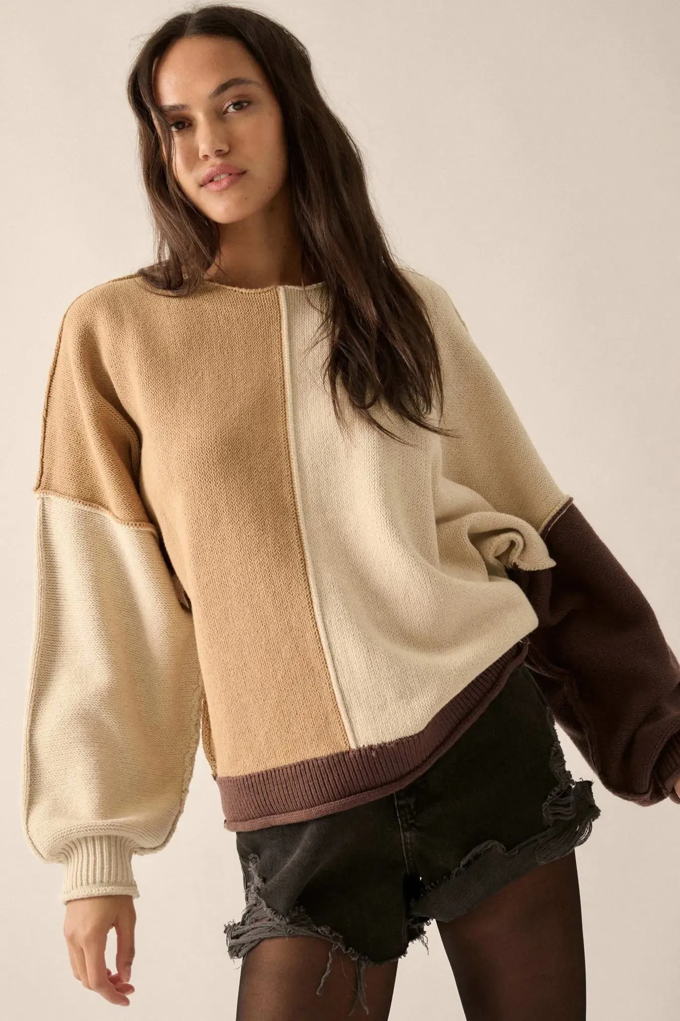 Color Scheme Colorblock Knit Boatneck Sweater sold by Promesa product image thumbnail 3