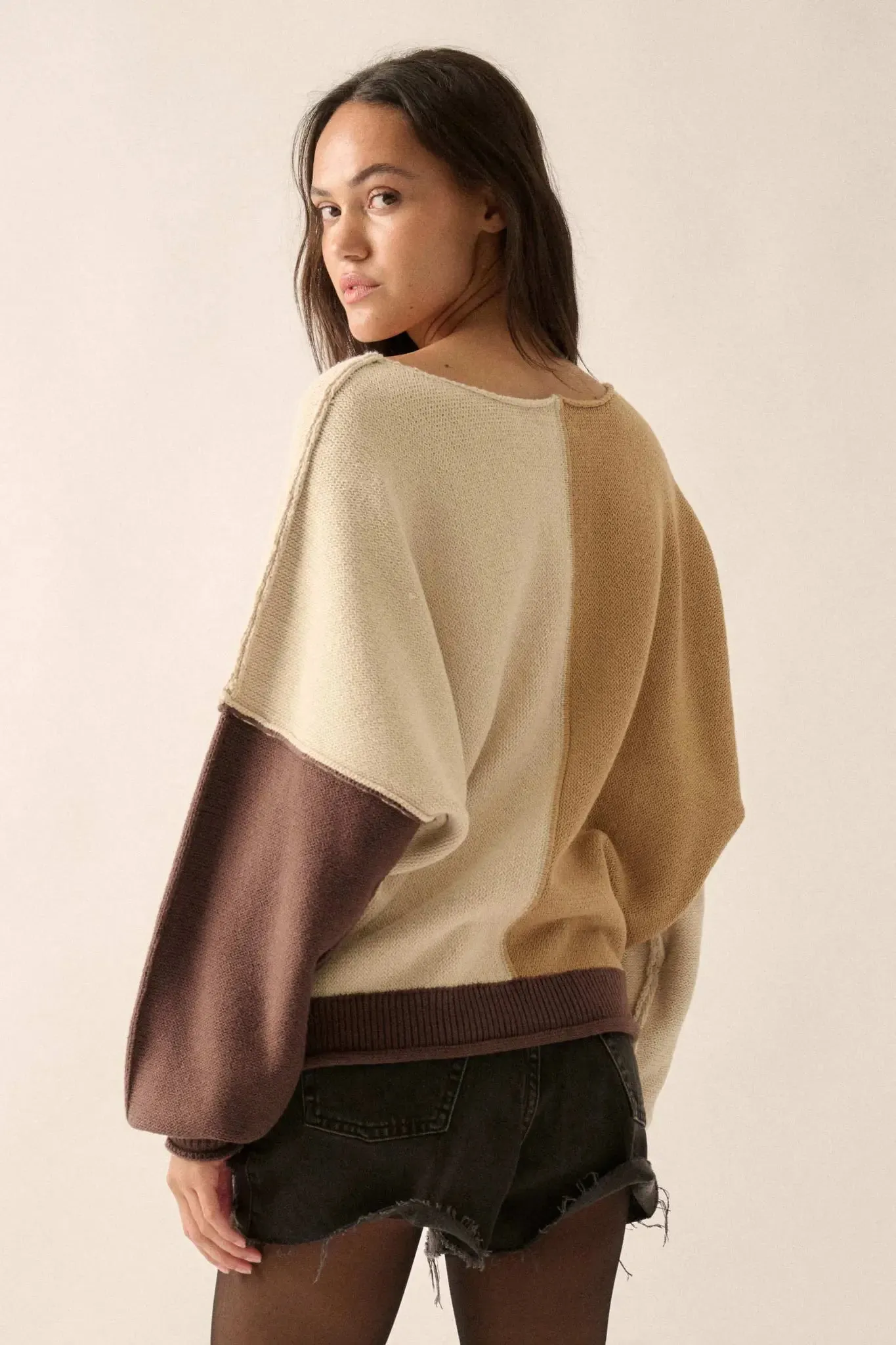 Color Scheme Colorblock Knit Boatneck Sweater sold by Promesa product image thumbnail 2