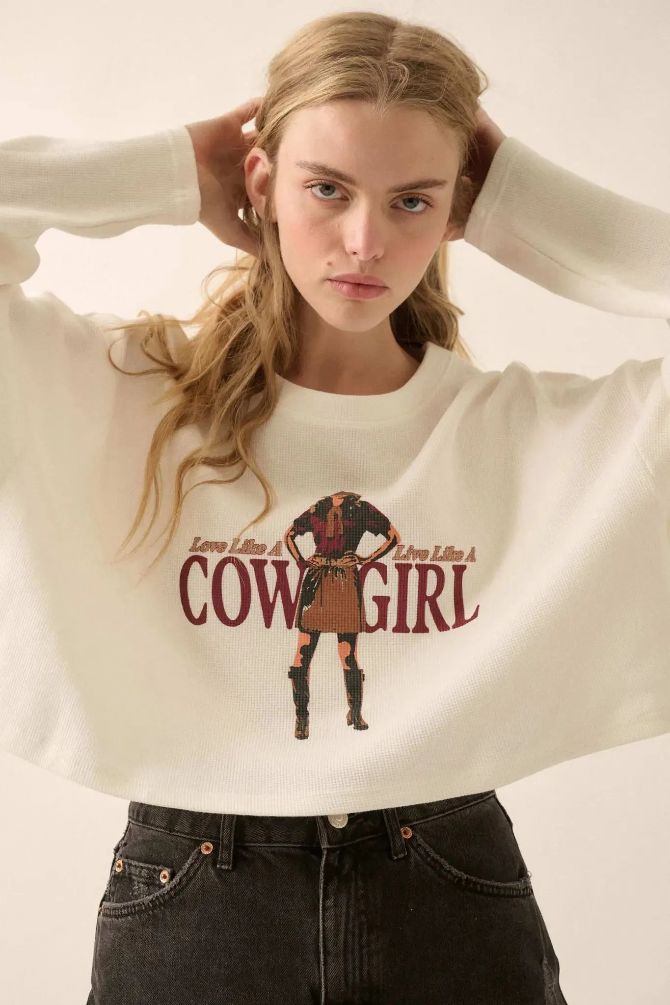 Cowgirl Life Cropped Thermal Graphic Top sold by Promesa product image thumbnail 4