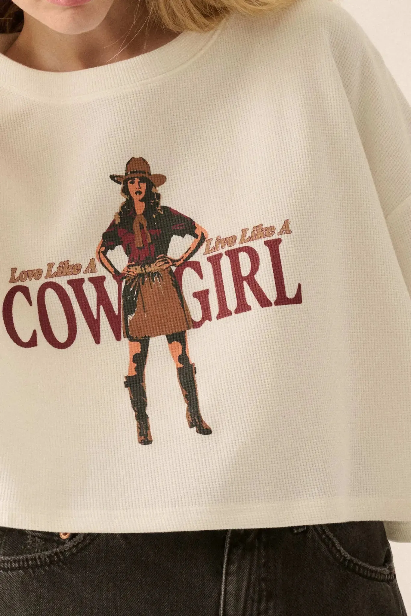 Cowgirl Life Cropped Thermal Graphic Top sold by Promesa product image thumbnail 2