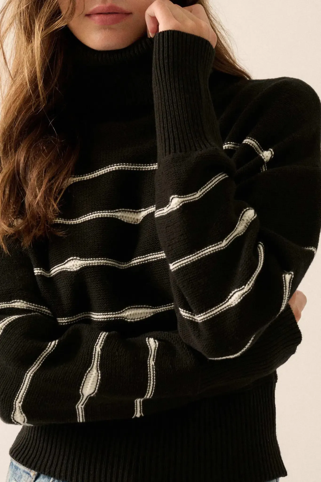 Draw the Line Striped Banded Turtleneck Sweater sold by Promesa product image thumbnail 4