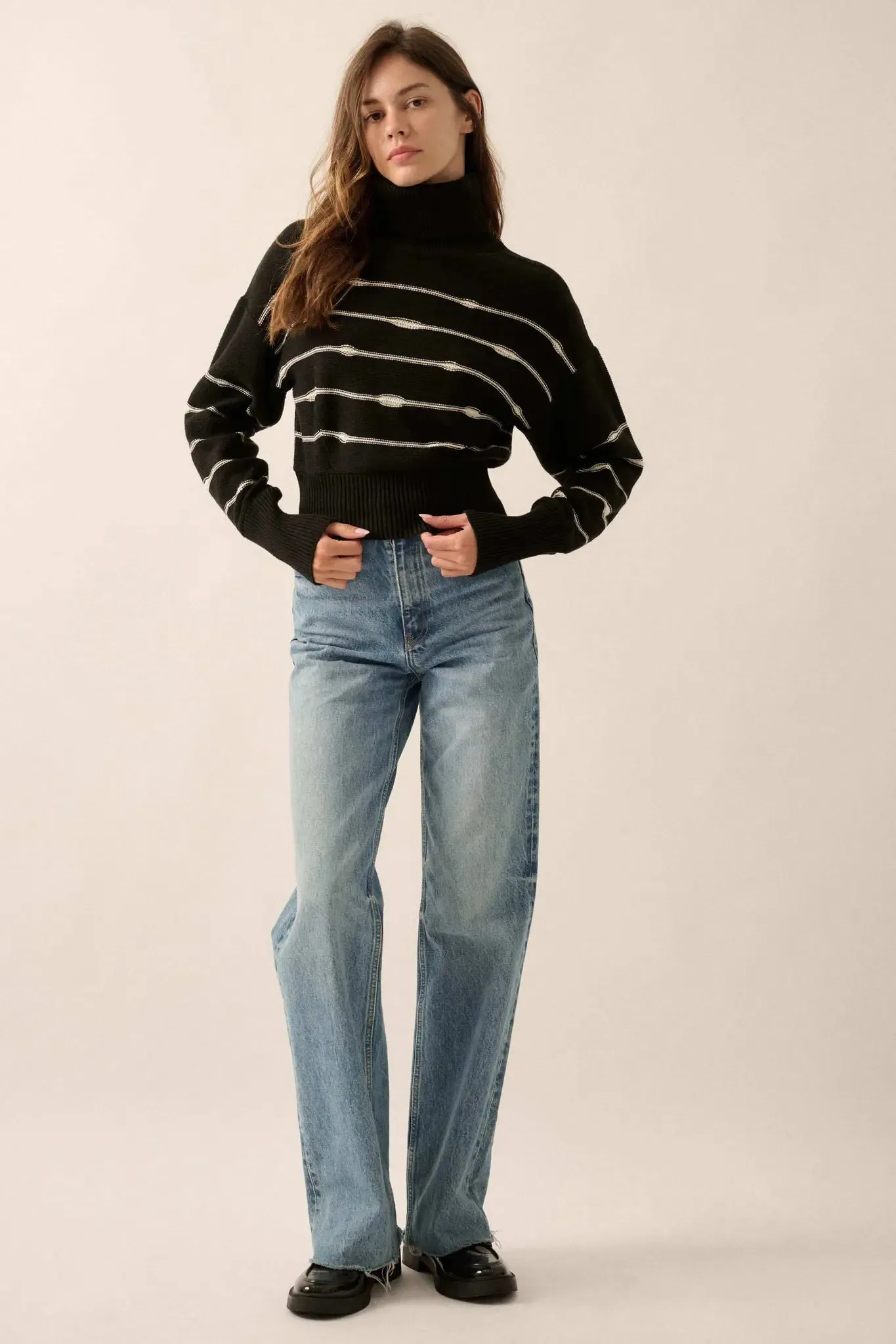Draw the Line Striped Banded Turtleneck Sweater sold by Promesa product image thumbnail 5