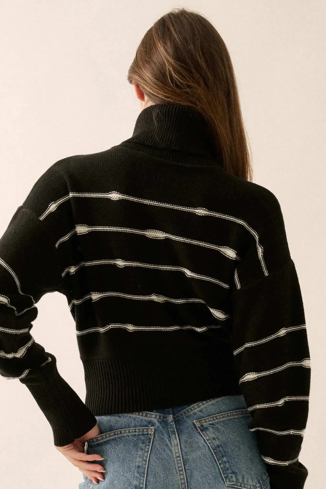 Draw the Line Striped Banded Turtleneck Sweater sold by Promesa product image thumbnail 2