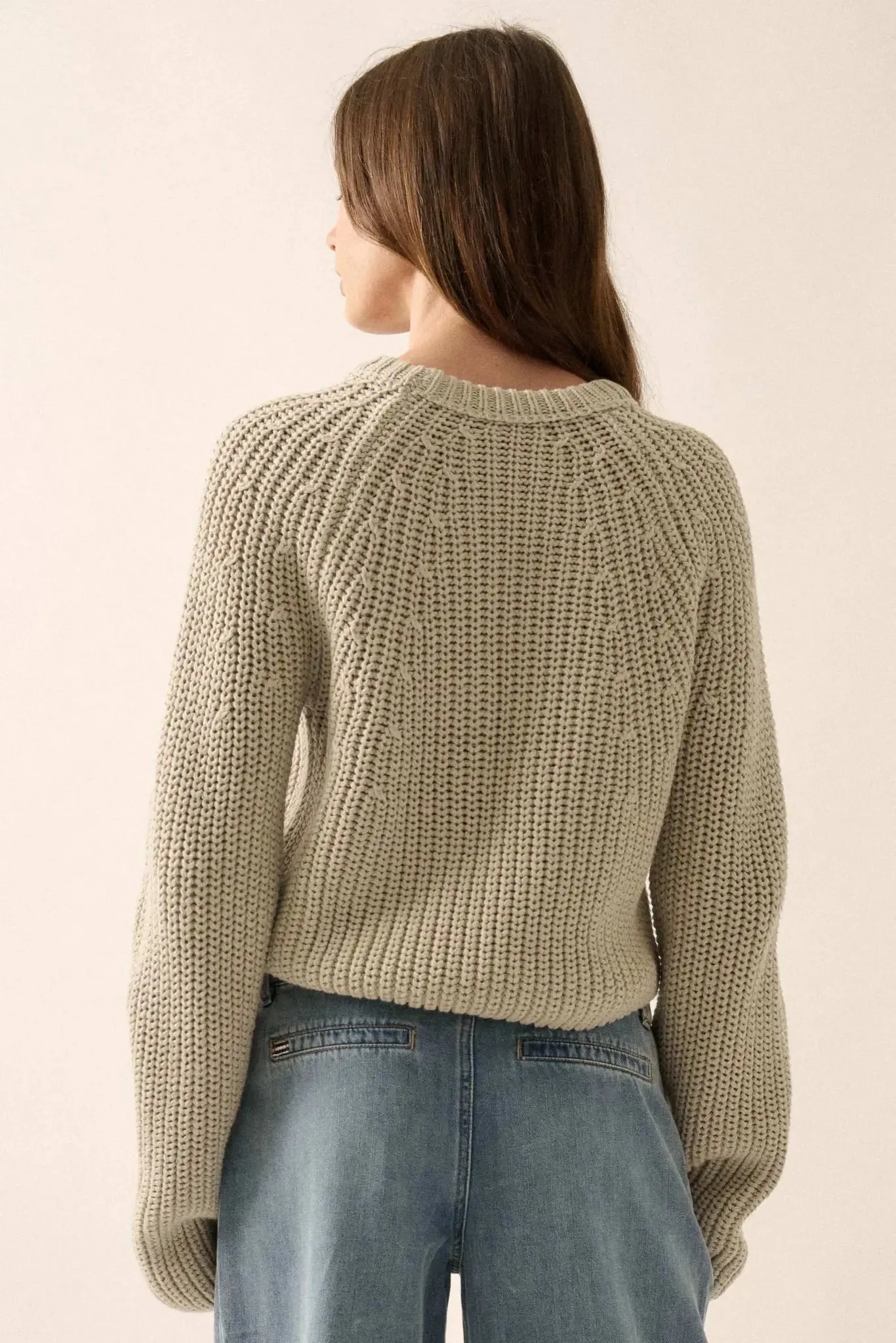 Best Self Chunky Ribbed Knit Raglan Sweater sold by Promesa product image thumbnail 2