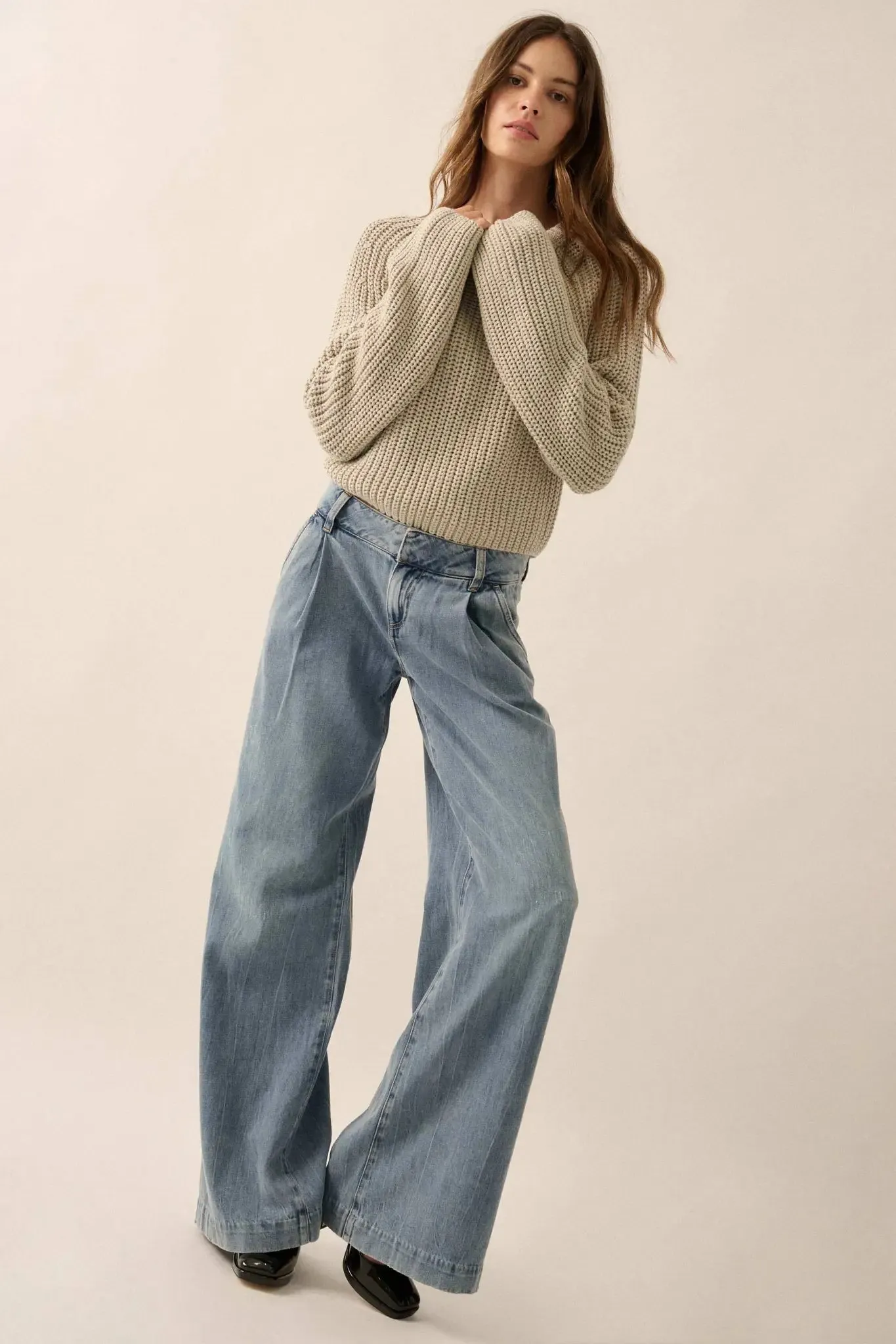 Best Self Chunky Ribbed Knit Raglan Sweater sold by Promesa product image thumbnail 5