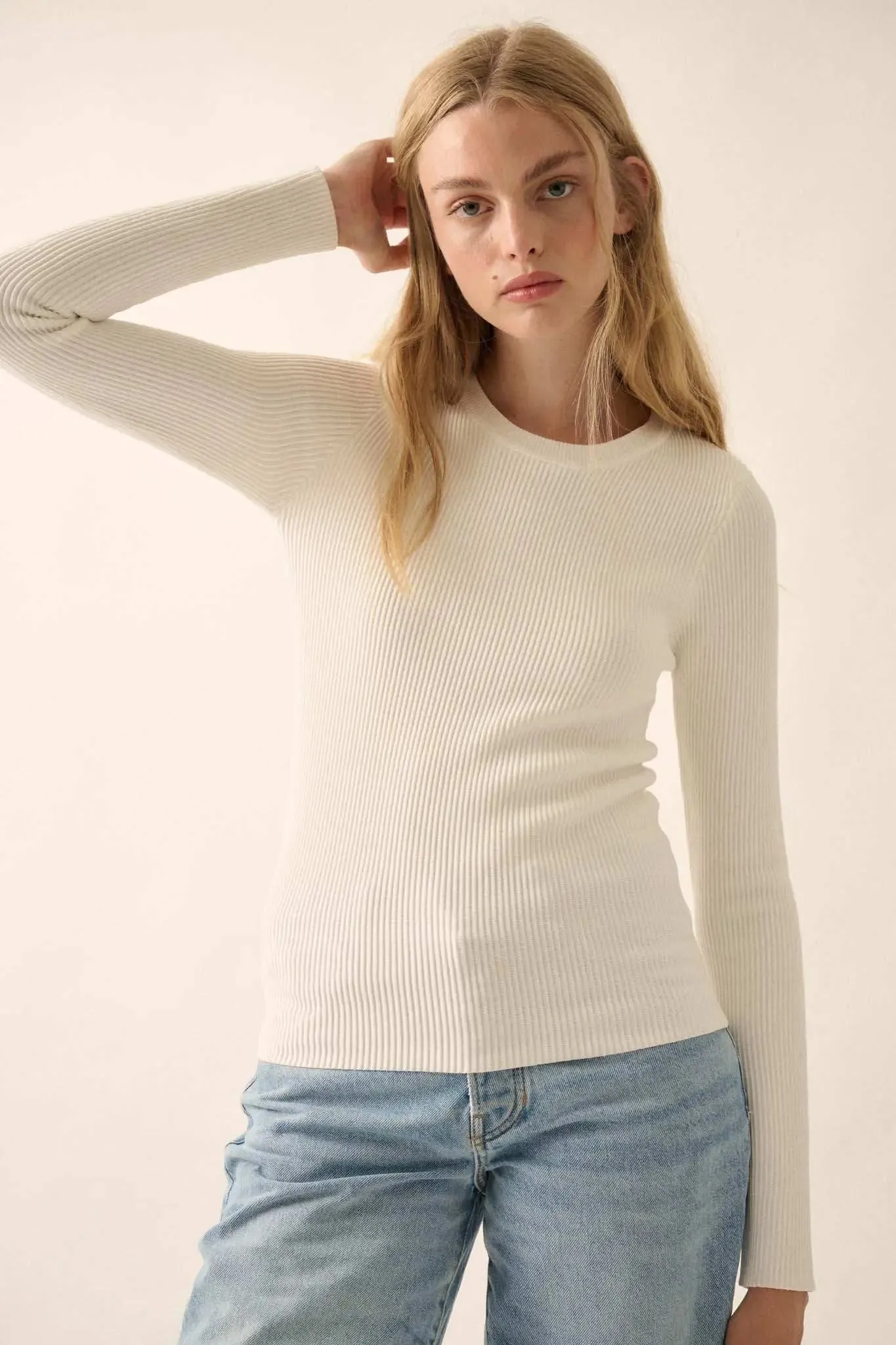 Shaper Fit Long-Sleeve Ribbed Knit Top sold by Promesa