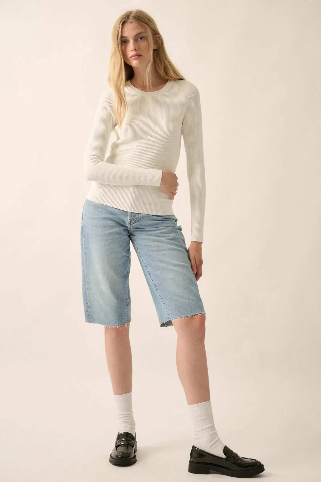 Shaper Fit Long-Sleeve Ribbed Knit Top sold by Promesa product image thumbnail 3