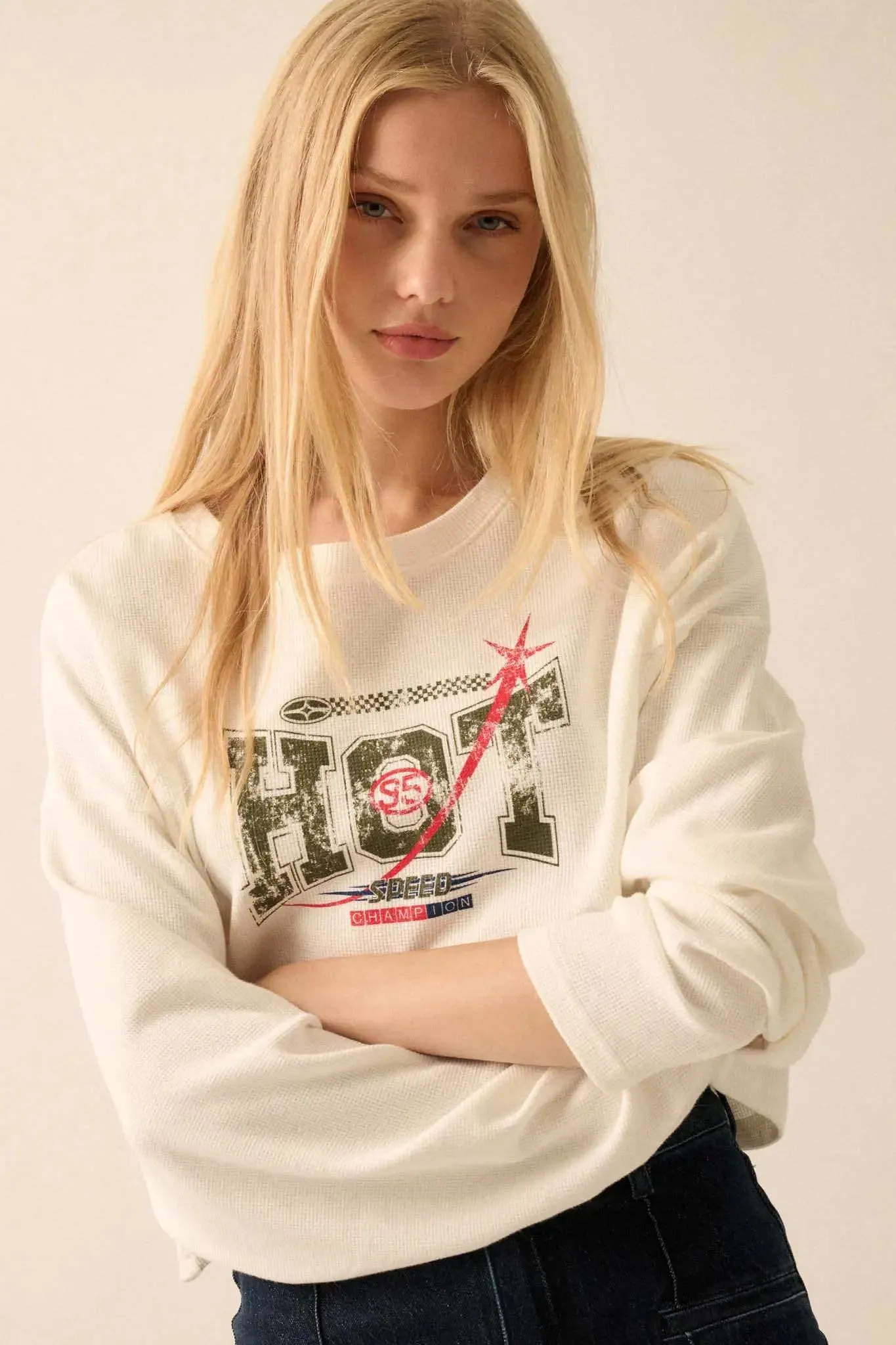 Hot 95 Racing Cropped Thermal Graphic Top sold by Promesa product image thumbnail 3