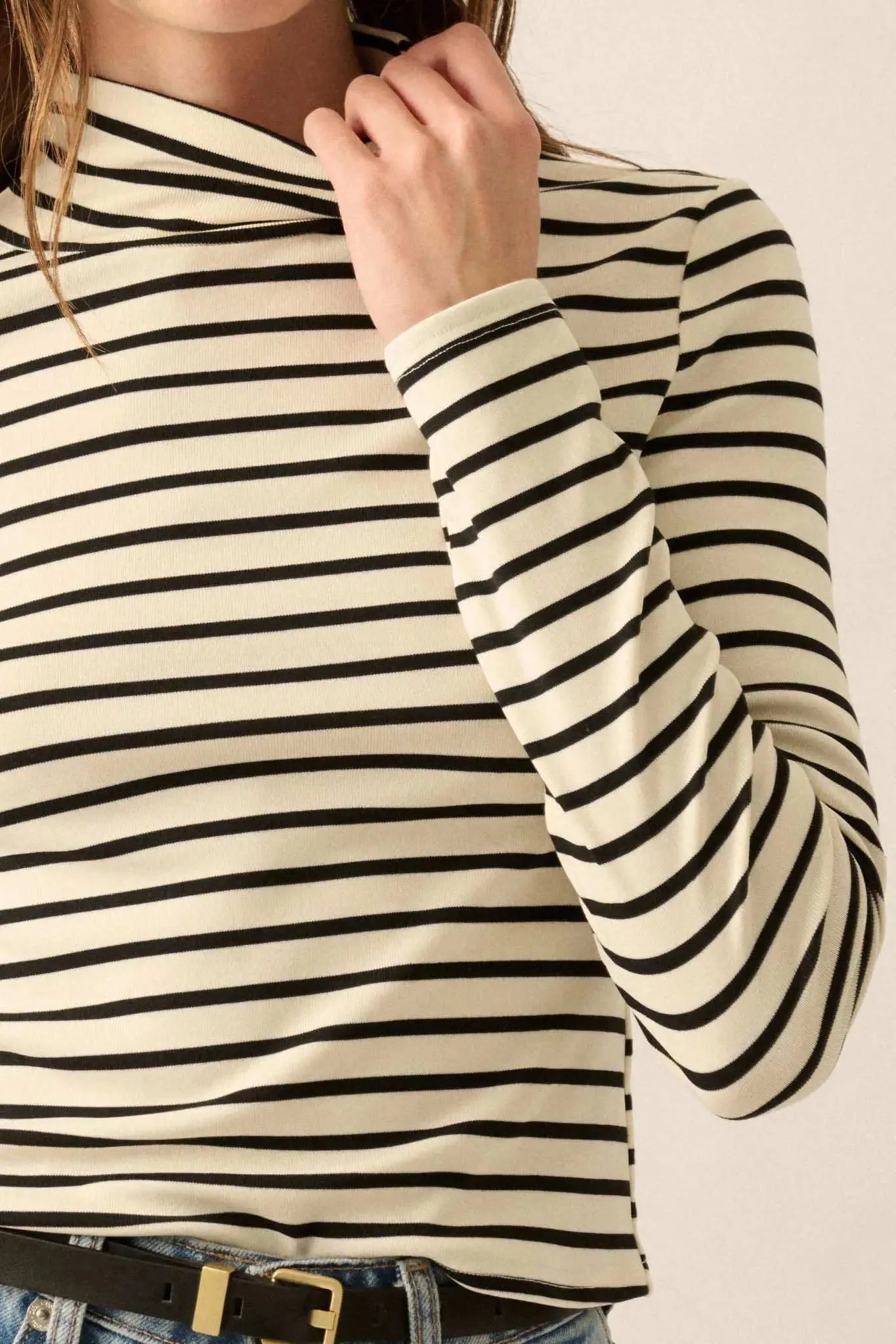 Inside the Lines Striped Mock-Neck Top sold by Promesa product image thumbnail 4