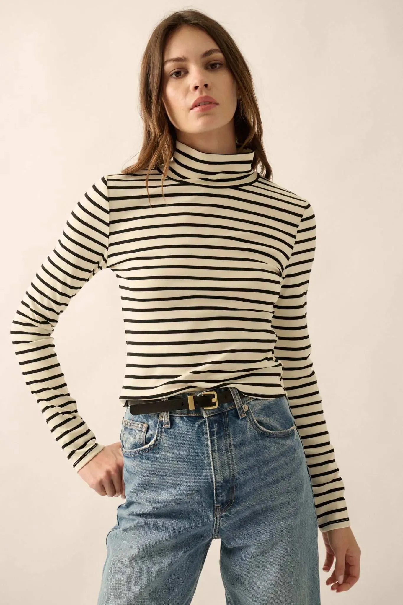 Inside the Lines Striped Mock-Neck Top sold by Promesa product image thumbnail 5
