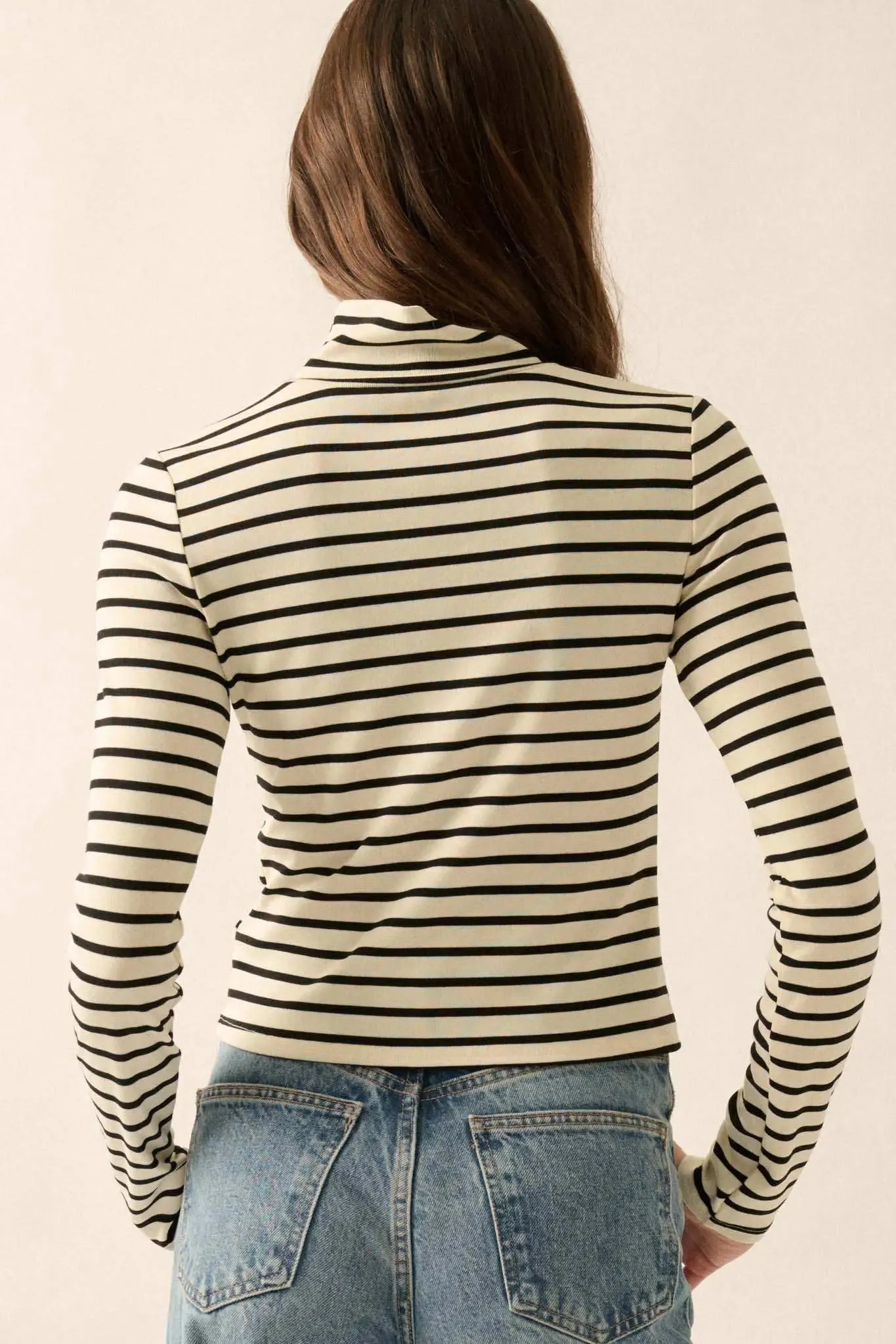 Inside the Lines Striped Mock-Neck Top sold by Promesa product image thumbnail 2