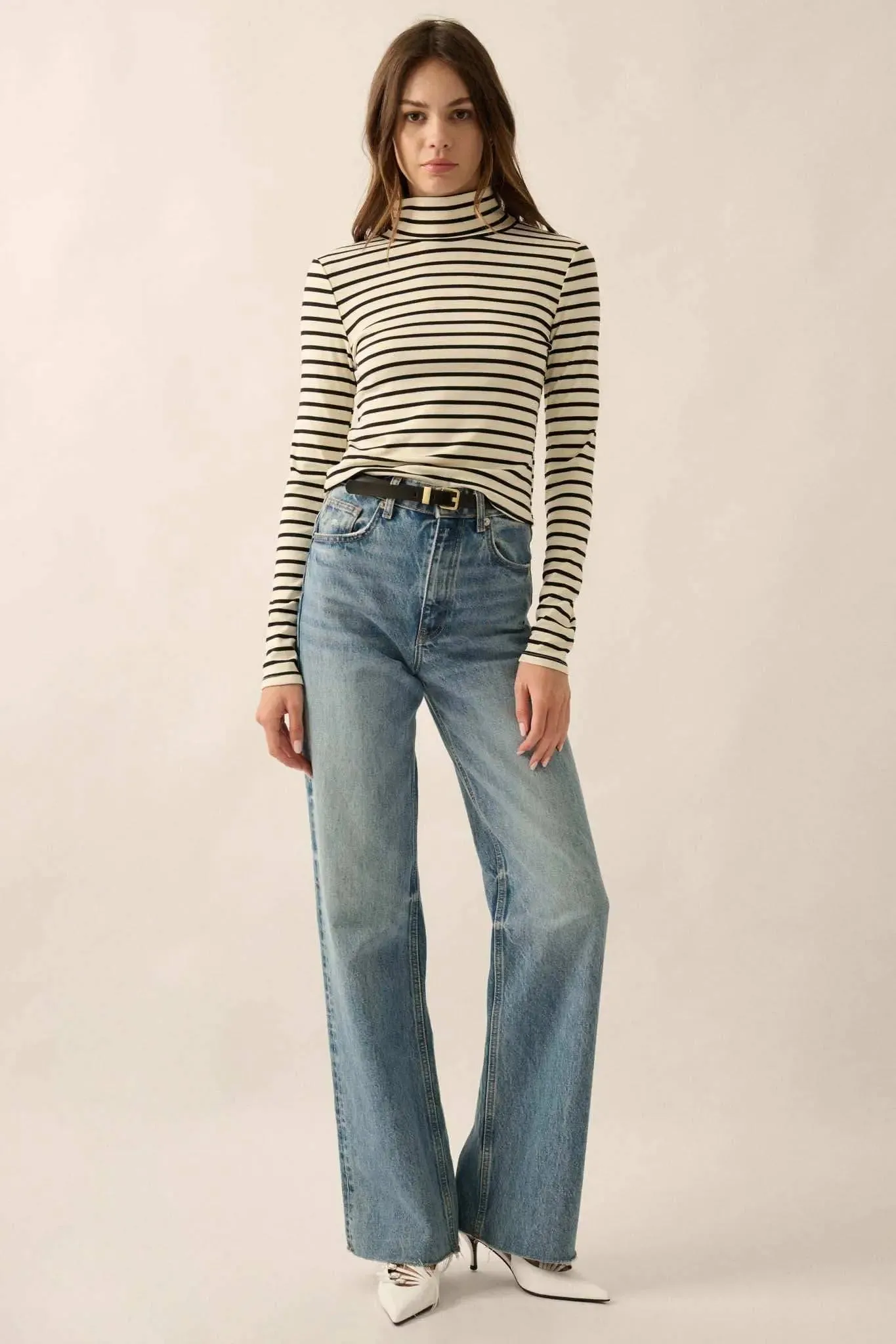 Inside the Lines Striped Mock-Neck Top sold by Promesa product image thumbnail 3