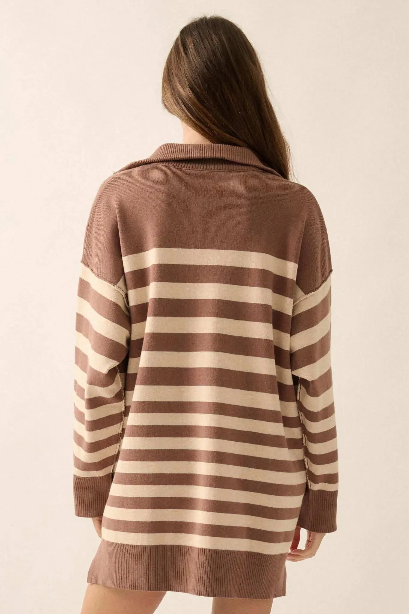 New Horizon Striped Half-Zip Mini Sweater Dress sold by Promesa product image thumbnail 2