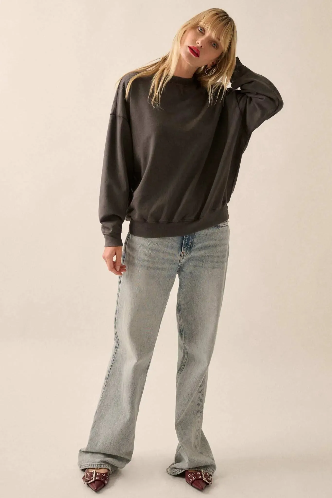 Warm Ways Garment Dyed French Terry Sweatshirt sold by Promesa product image thumbnail 2