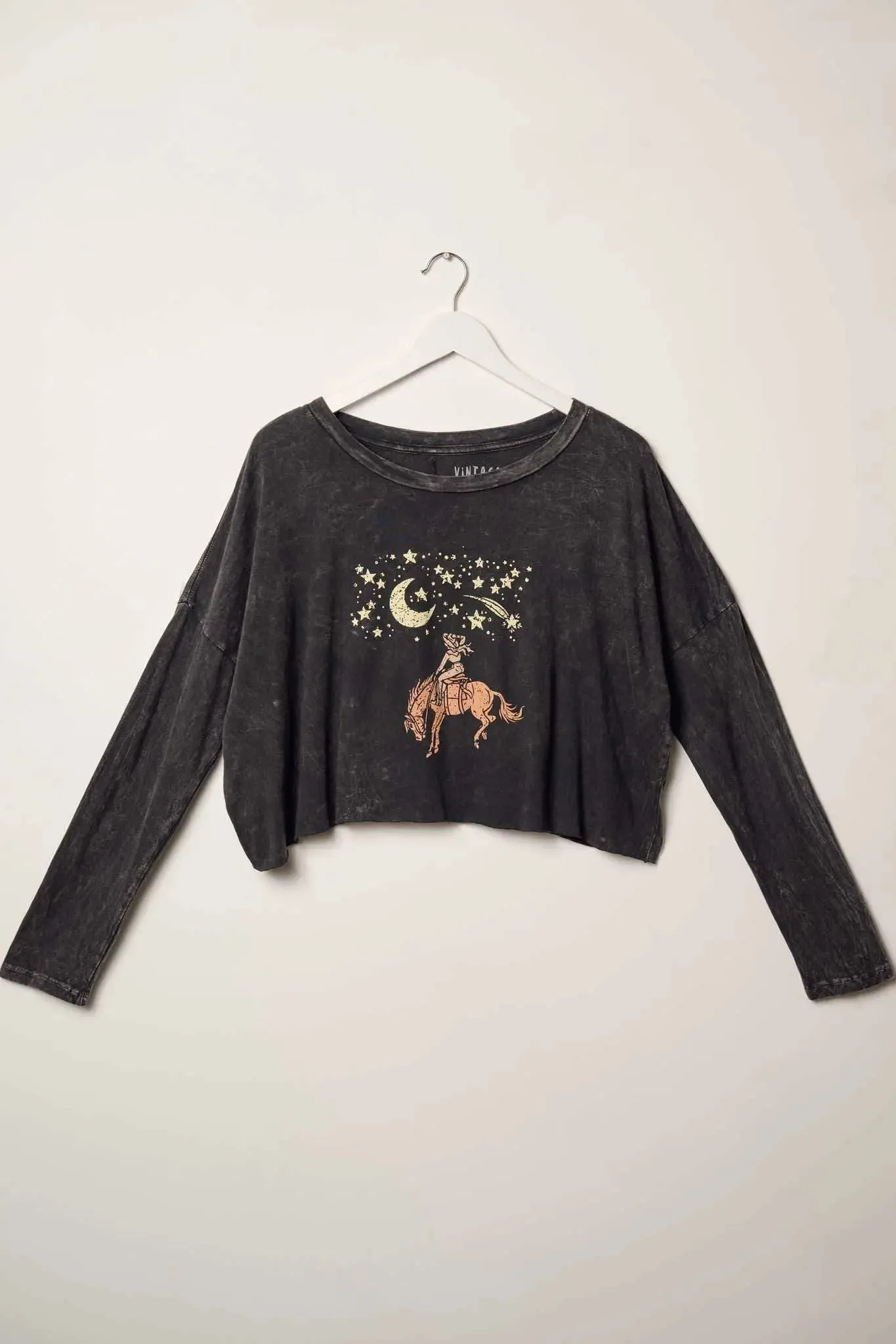 Starlight Cowgirl Cropped Long-Sleeve Graphic Tee sold by Promesa